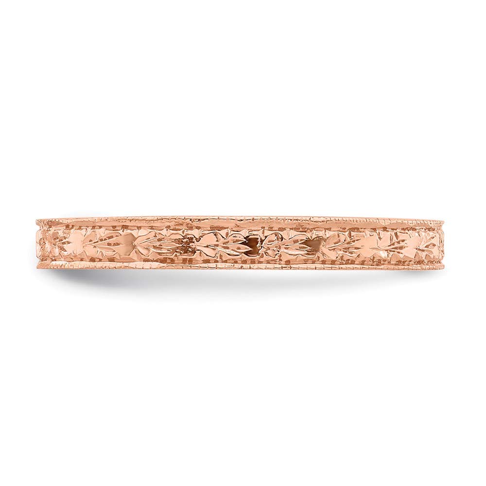 14K Solid Rose Gold Floral Flower Ring Band for Women - Elegant Handmade Wedding, Engagement & Everyday Jewelry Gift
