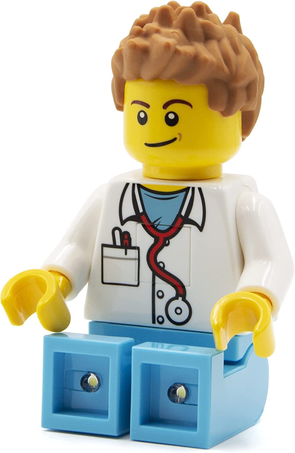 IQ Lego Iconic Male Doctor Figure with LED Flashlight - Battery-Powered Toy for Kids (7.62 x 4.14 x 13.97 cm) - Auto Shut-Off Timer - Includes Batteries - Perfect for Role Play, STEM Learning & Collectible Display