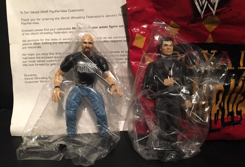 1999 WWF Jakks Pacific Stone Cold Steve Austin & Vince McMahon Royal Rumble Mailaway Wrestling Action Figure - Collectible Vintage Toy for WWF Fans, Perfect for Display & Nostalgic Gift