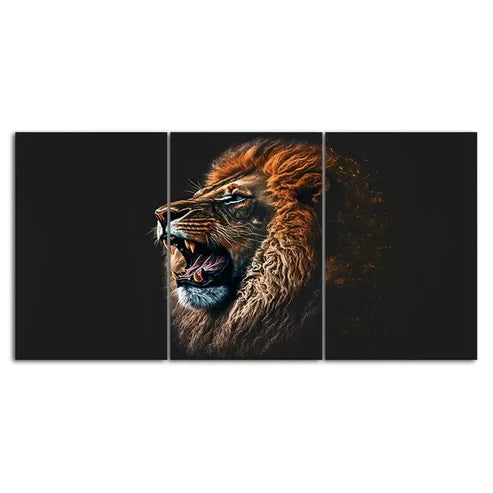 3 Piece Roaring Blue Eyes Lion Canvas Wall Art - 60x90cm Framed High Quality Print - 100% Australian Made - Ready to Hang - Perfect for Living Room, Bedroom & Office Decor