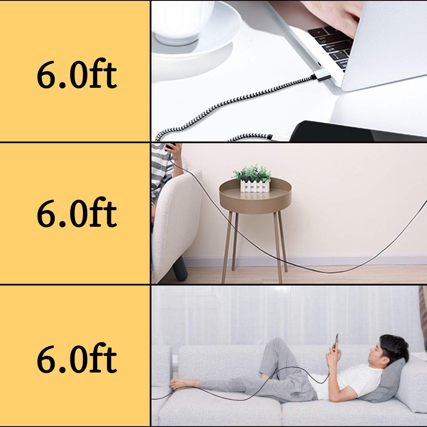 5 Pack 3ft MFi Certified USB-C to Lightning Fast Charging Cable - Nylon Braided, Compatible with iPhone 16/16 Pro/15/15 Pro Max, AirPods, iPad - Perfect for Home, Office & Travel Charging