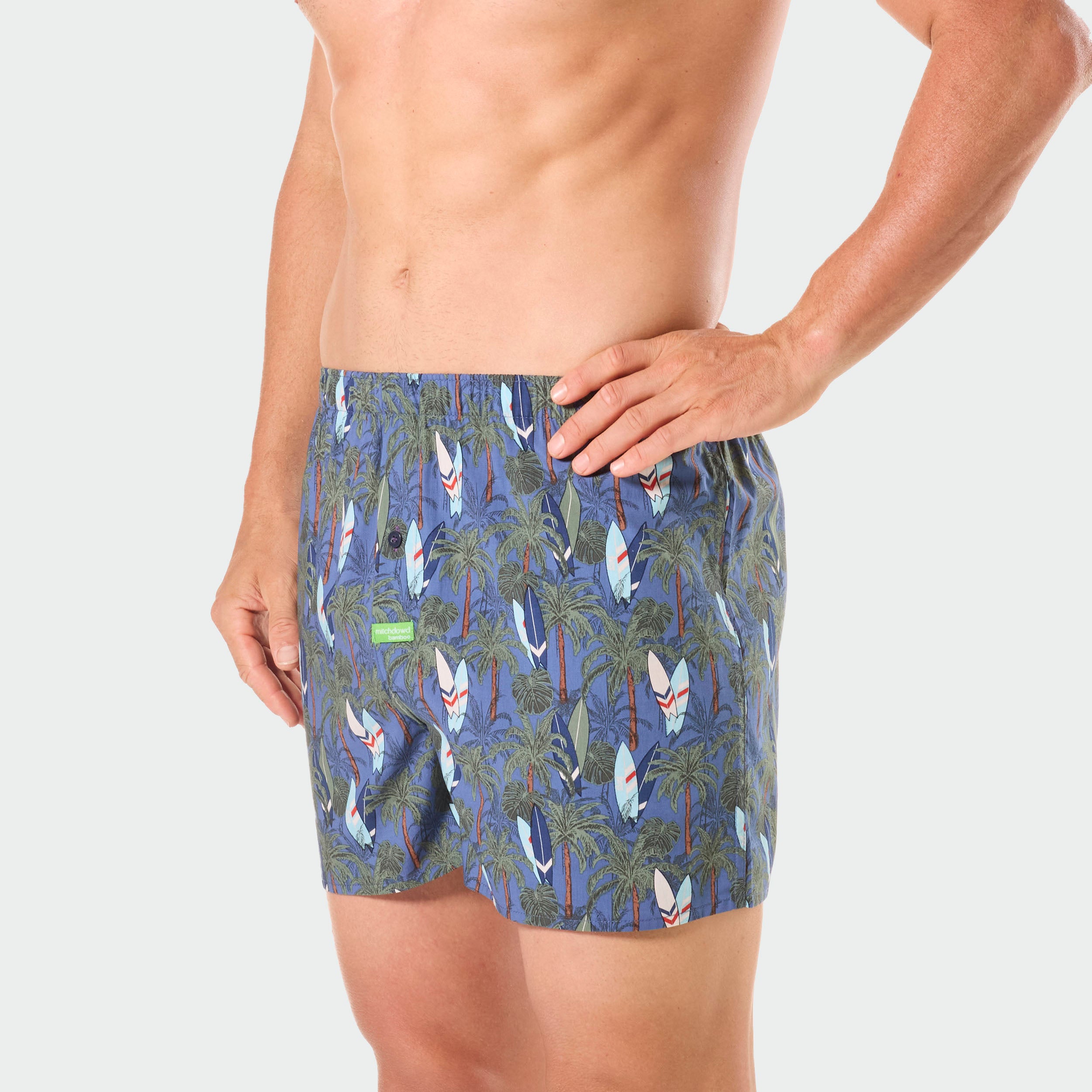 Men's Bamboo Boxer Shorts with Palm Print - Soft & Breathable for Comfort - Perfect for Casual Wear, Lounging & Travel