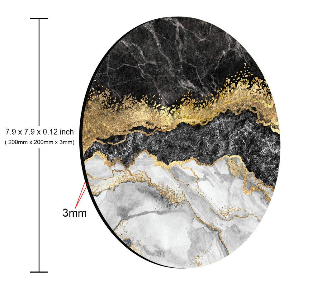 Marble & Gold Foil Mouse Pad - Custom Round Desk Accessory for Office Decor & Gaming Setup - Non-Slip Computer Mouse Mat for Work & Home Use