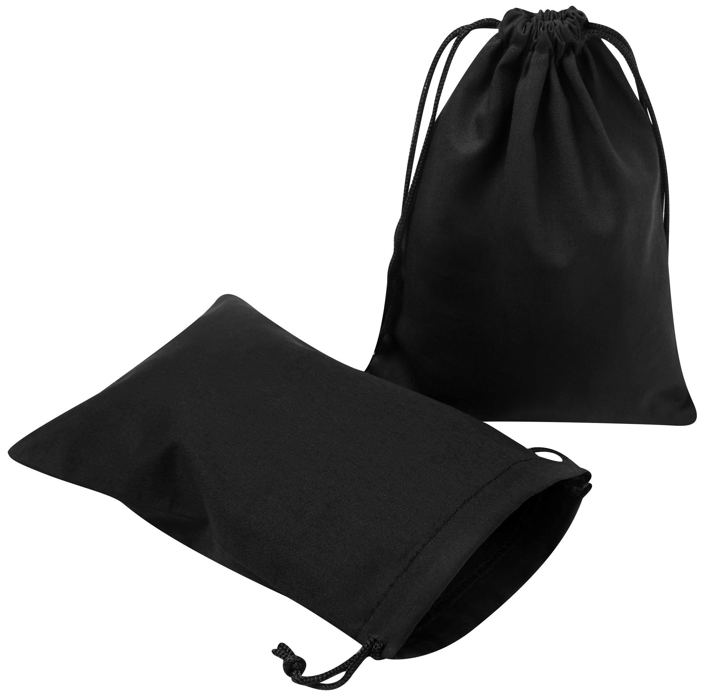 DR Black Cotton Drawstring Bags - 12 Pack Reusable Washable Storage Bags for Shoes, Pantry Organization & Wardrobe Closet (10x15 Inches) - Perfect for Travel, Home Storage & Gift Packaging
