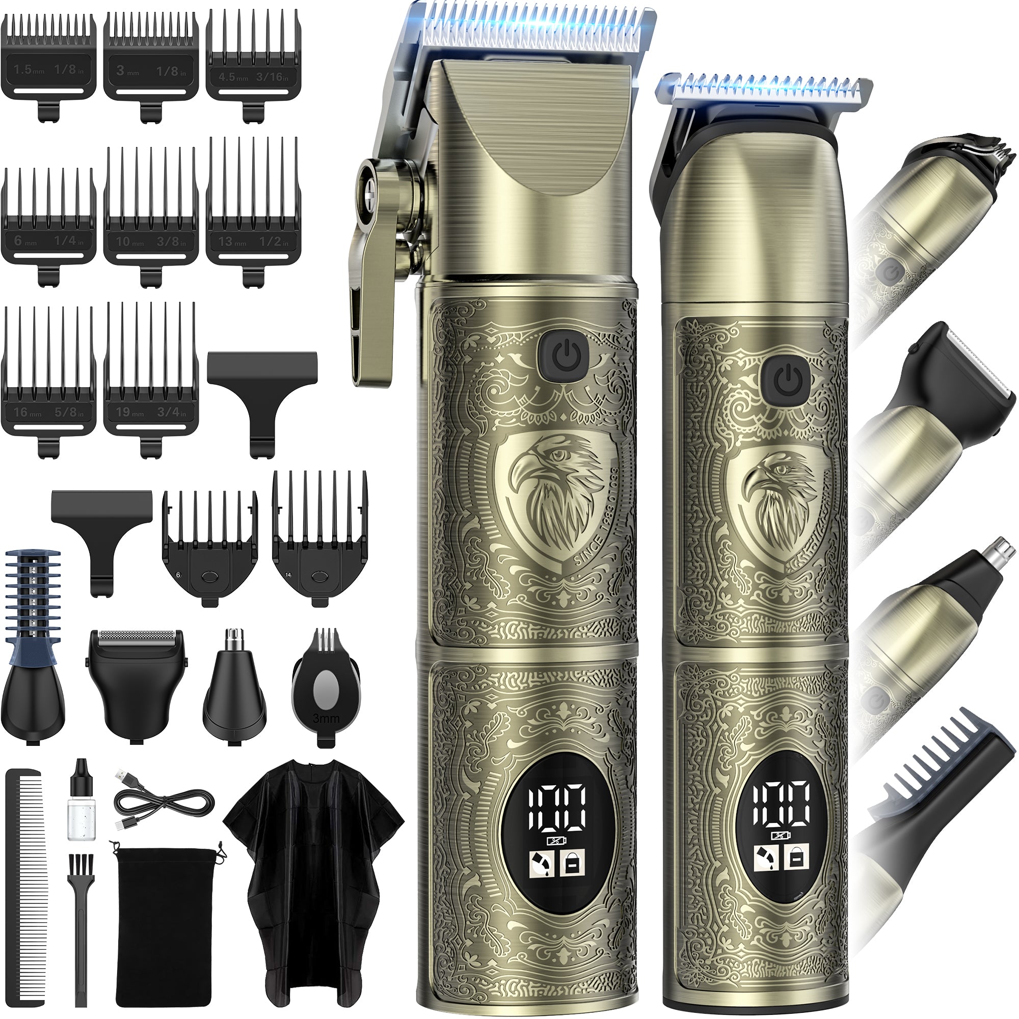 Mpow Professional Cordless Hair Clippers for Men - Rechargeable Hair Trimmer & Grooming Kit with Nose & Body Attachments | Perfect for Home Haircuts, Beard Trimming & Personal Grooming | Ideal Gift for Men