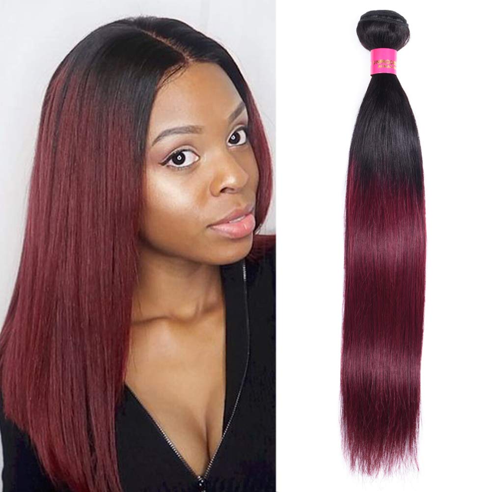 WOME Ombre Burgundy Peruvian Human Hair Bundles - Silky Straight 16