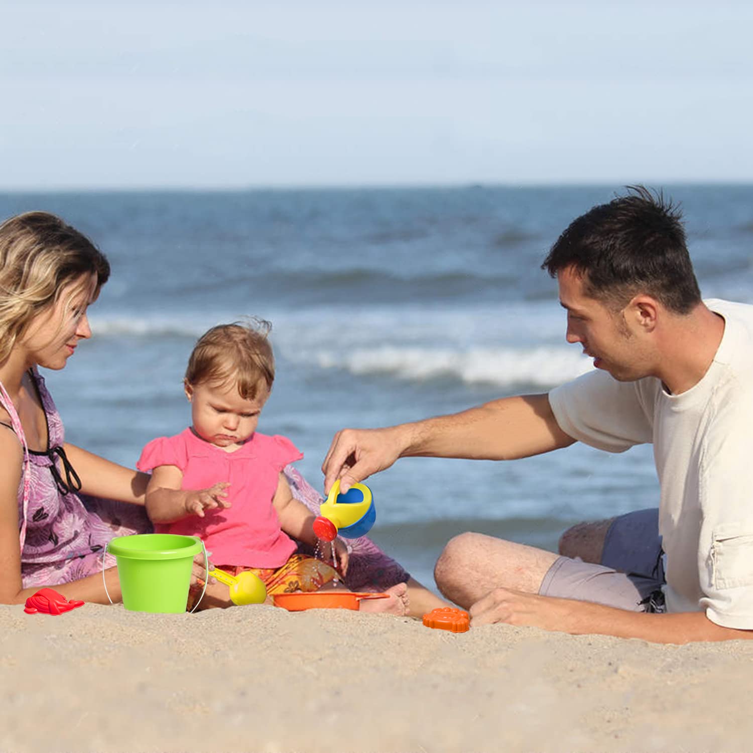 19-Piece Beach Toys Set for Kids - Sandbox Toys with Water Wheel, Bucket, Watering Can, Molds & Mesh Bag - Perfect for Travel & Outdoor Play - Ages 3-13