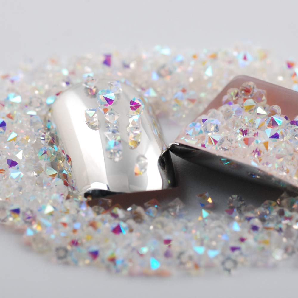 5000Pcs Ultra Mini 0.044Inch Flatback Diamond Glass Rhinestones Beads - Iridescent AB Shine Crystals for Nail Art, Beauty Makeup, Phone Case DIY, Jewelry Crafts | Long Lasting Sparkle for Nails, Eyeshadow, Home Decor & Gift Wrapping