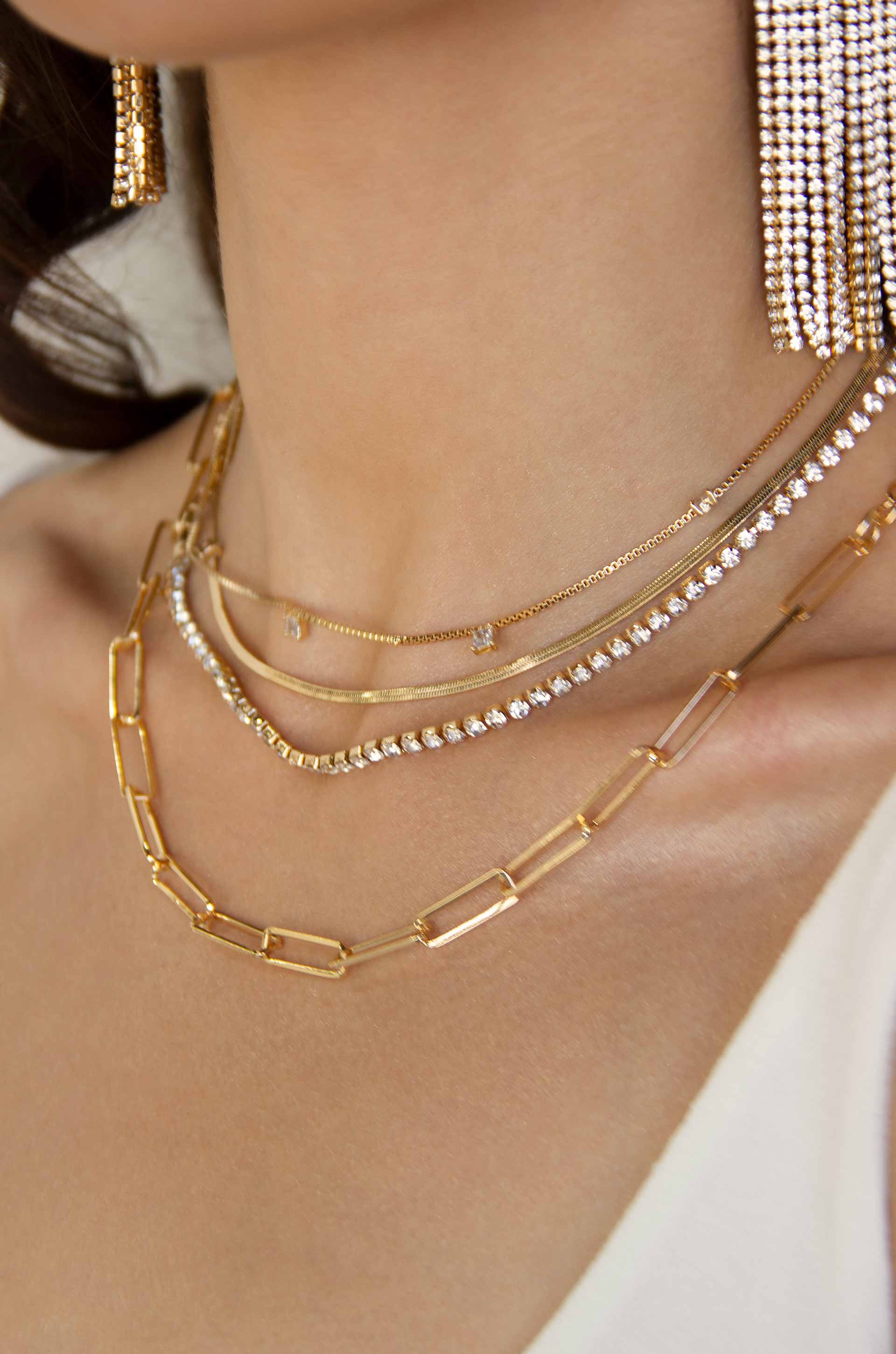 Elegant Mixed Chain Crystal Necklace Set for Women - Perfect for Parties, Weddings & Everyday Wear