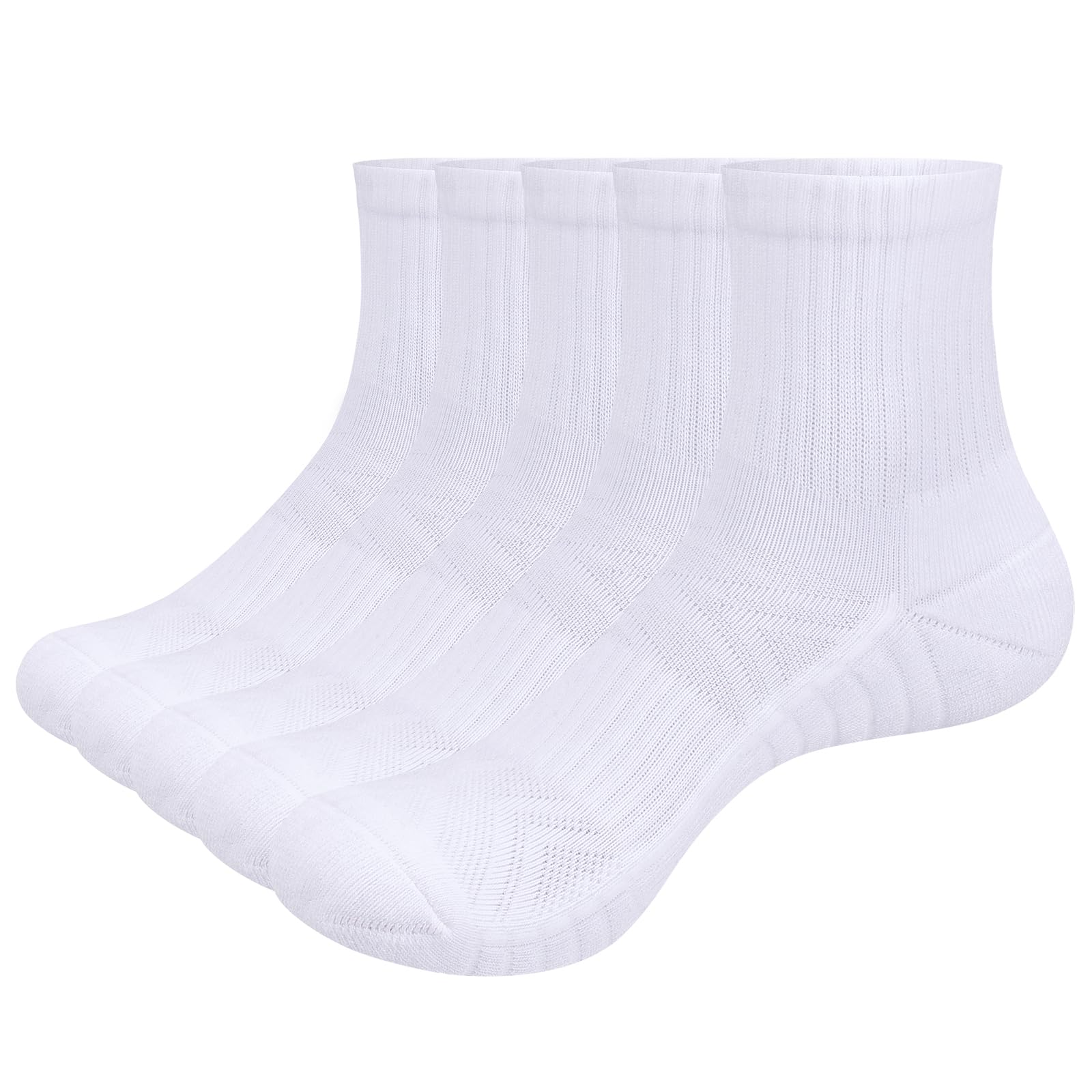 YUEDGE Women's Ankle Socks - 5 Pack Athletic Running Socks with Cushion & Breathable Cotton - Perfect for Sports, Workouts & Everyday Comfort
