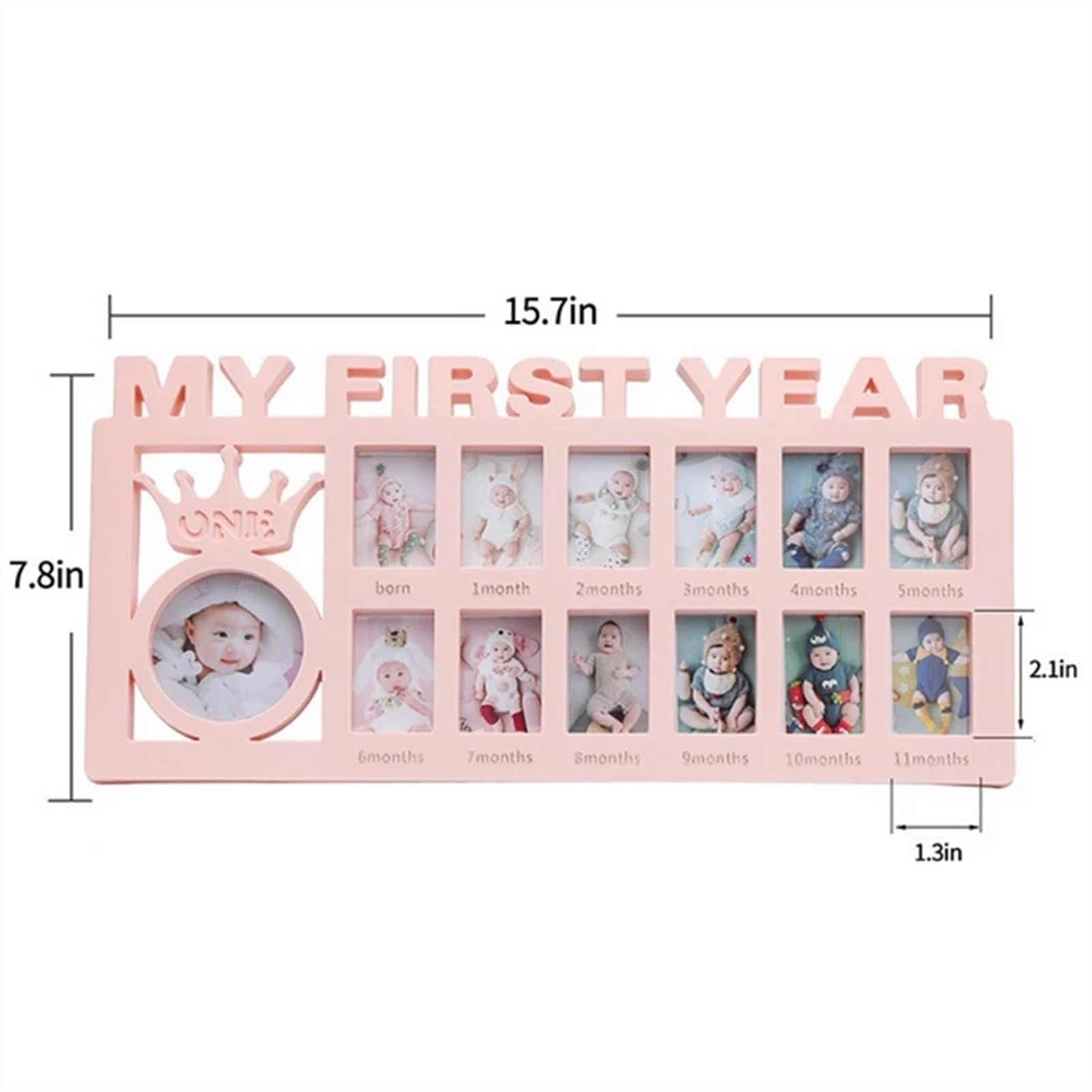 Gold Baby Growth Photo Frame - 1 Year Old Milestone Keepsake, School Time Children's Growth Record Album, Certificate Display Picture Frame for Desk - Perfect for Nursery Decor, Birthday Gifts & Memory Preservation