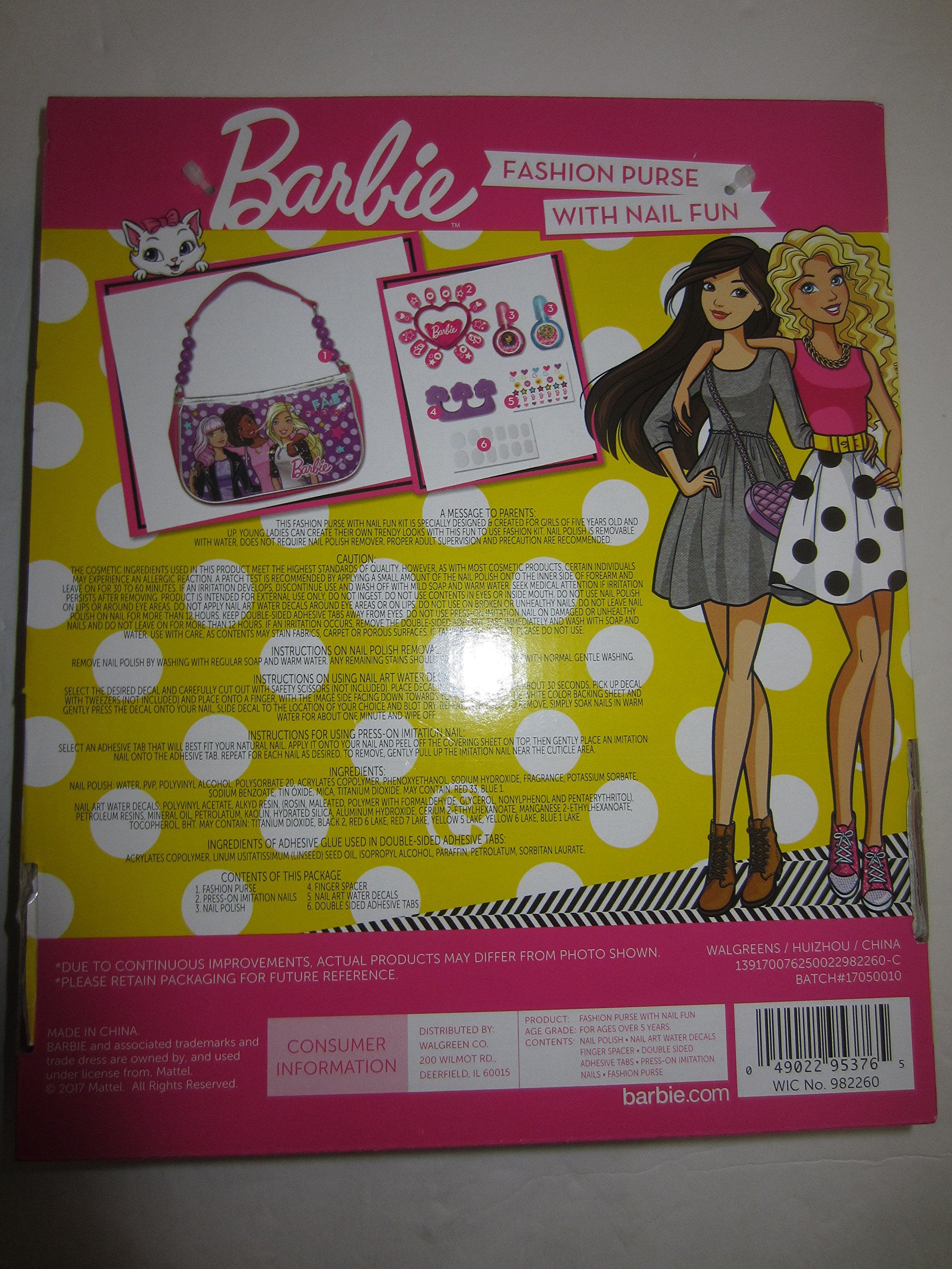 Barbie Fashion Purse with Nail Fun - Stylish Kids Handbag for Dress Up & Role Play - Perfect for Birthday Gifts, Parties & Pretend Play