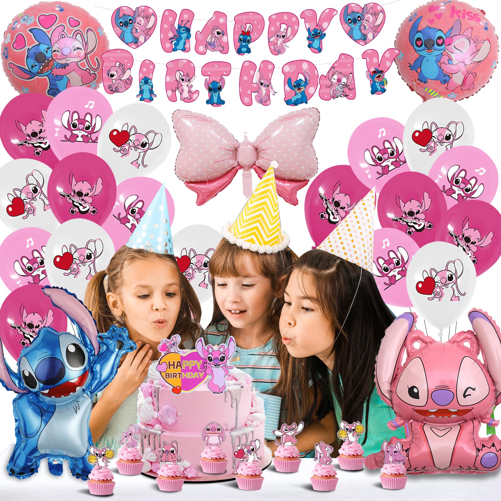 49-Piece Birthday Stitch Kit - DIY Party Decorations with Balloons, Cake Toppers & Happy Birthday Flags - Perfect for Girls' Birthday Parties, Baby Showers & Home Celebrations