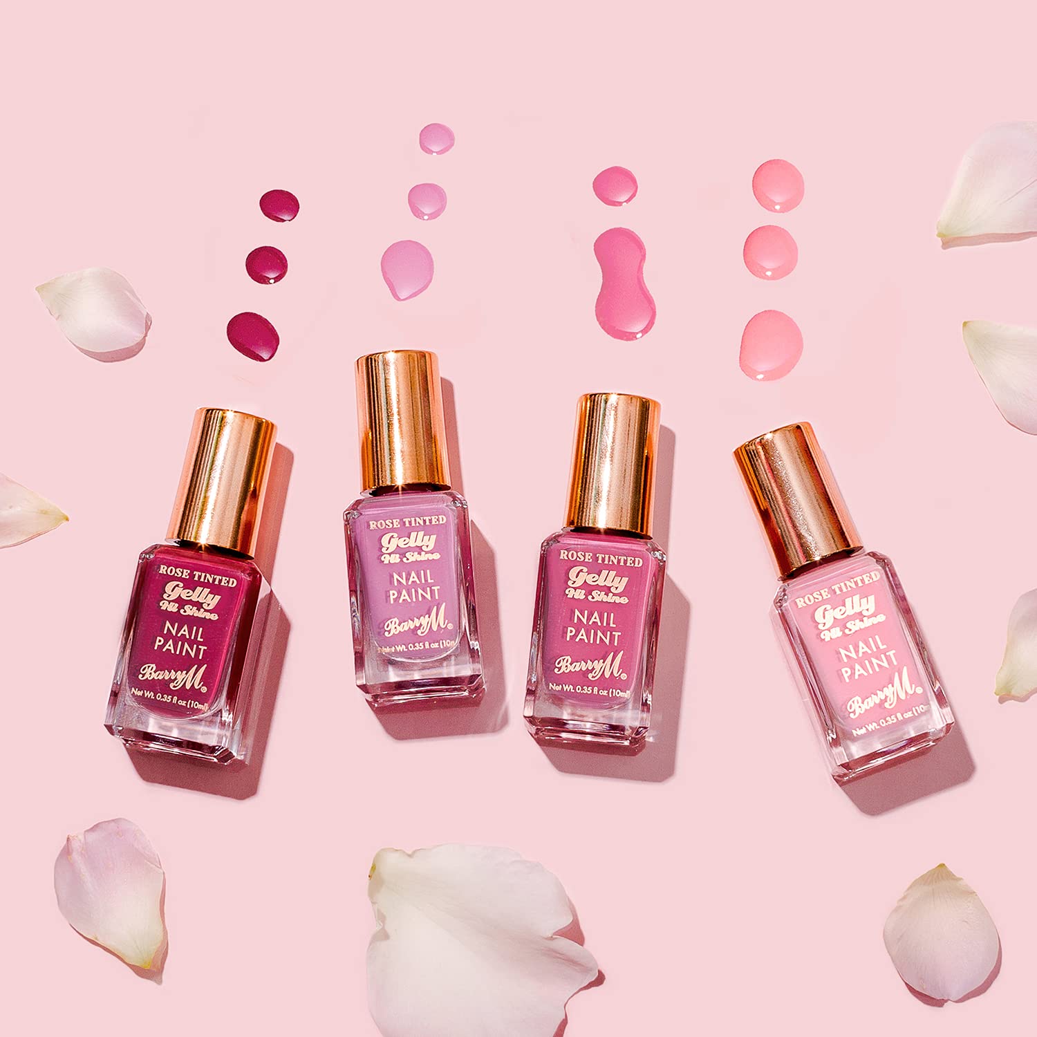Barry M Romantique Rose Nail Polish Gift Set - 4 Gel Tinted Rose Shades for Manicure & Pedicure | Perfect for Valentine's Day, Bridal Showers & Romantic Date Nights