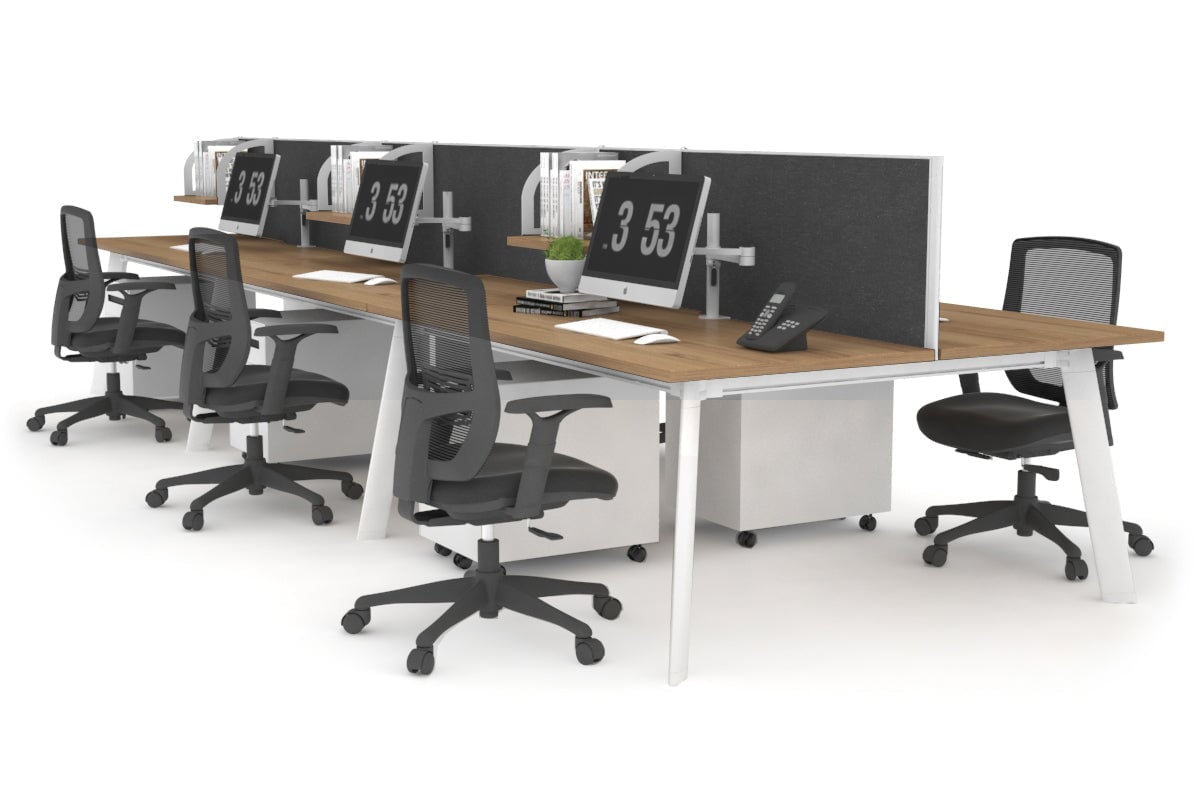 6-Person Workstation with White Frame - 1400L x 800W Office Desk with Cable Management | Perfect for Team Collaboration & Open Office Spaces