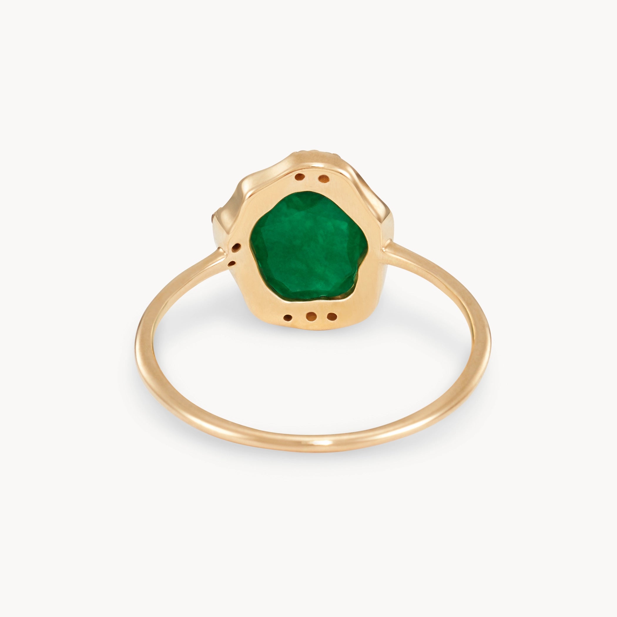 14K Yellow Gold Emerald Diamond Mood Ring - Elegant Jewelry with Genuine Emerald & Brilliant Diamonds for Women - Perfect for Gifts, Anniversaries & Special Occasions
