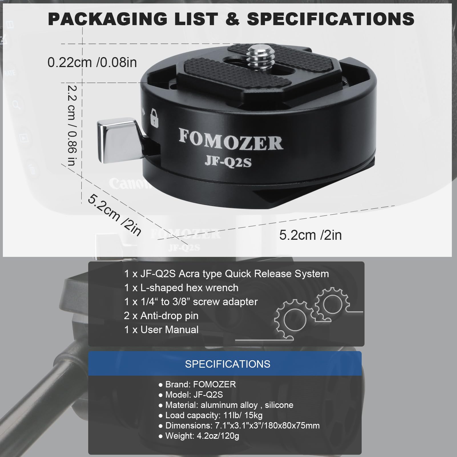 FOMOZER Camera Quick Release Plate with 1/4