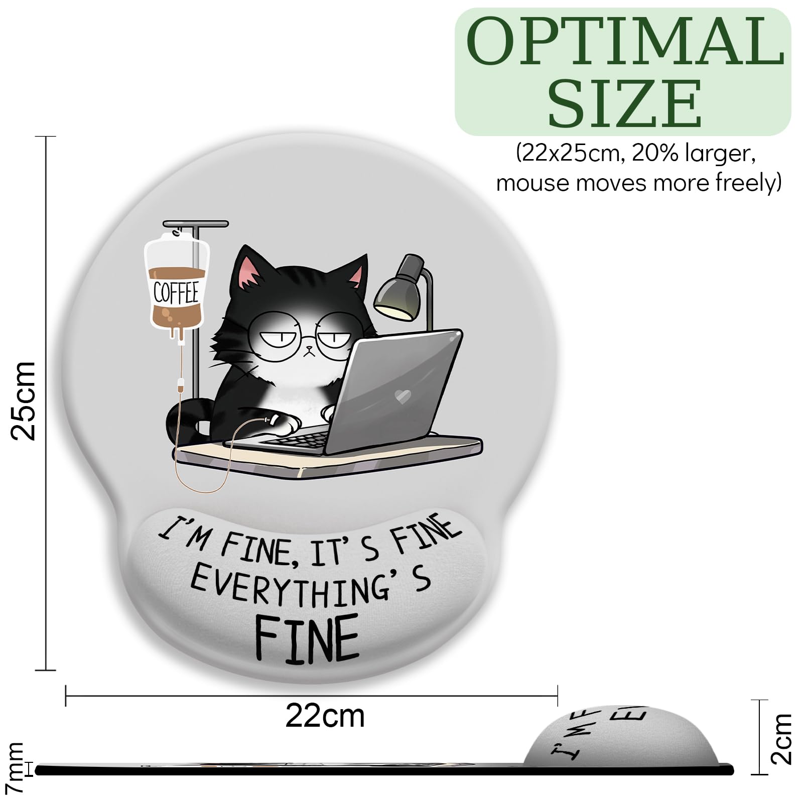 Ergonomic Cat Mouse Pad with Wrist Support - Non-Slip Gaming Mouse Pad for Pain Relief, Cute Office Desk Accessories - Perfect for Computer Work, Gaming & Wrist Comfort at Home or Office