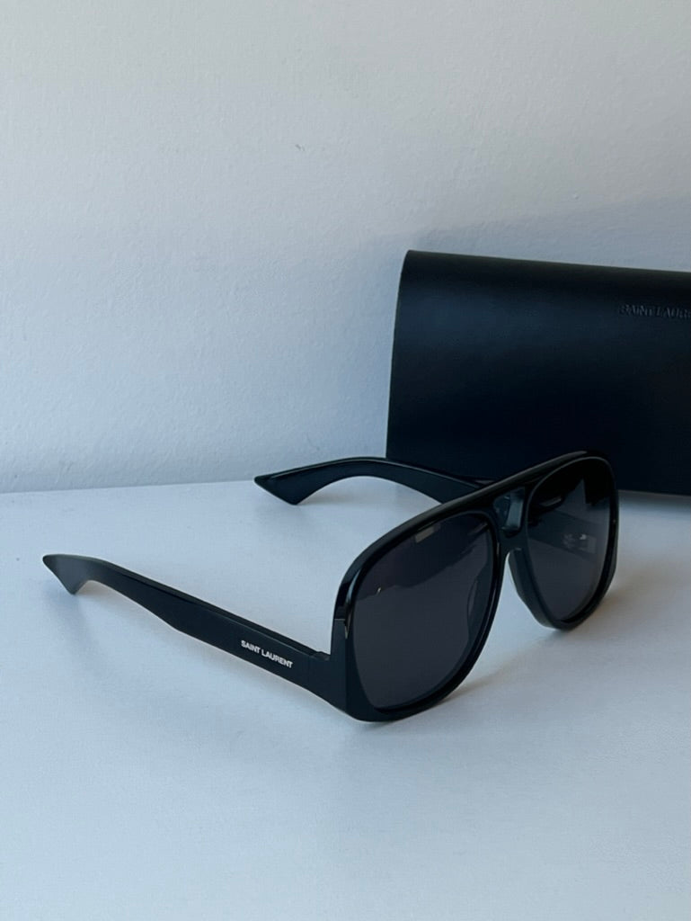 Saint Laurent SL652 Solace Aviator Sunglasses for Men & Women - Classic Black Polarized UV Protection - Perfect for Driving, Travel & Fashion Accessories