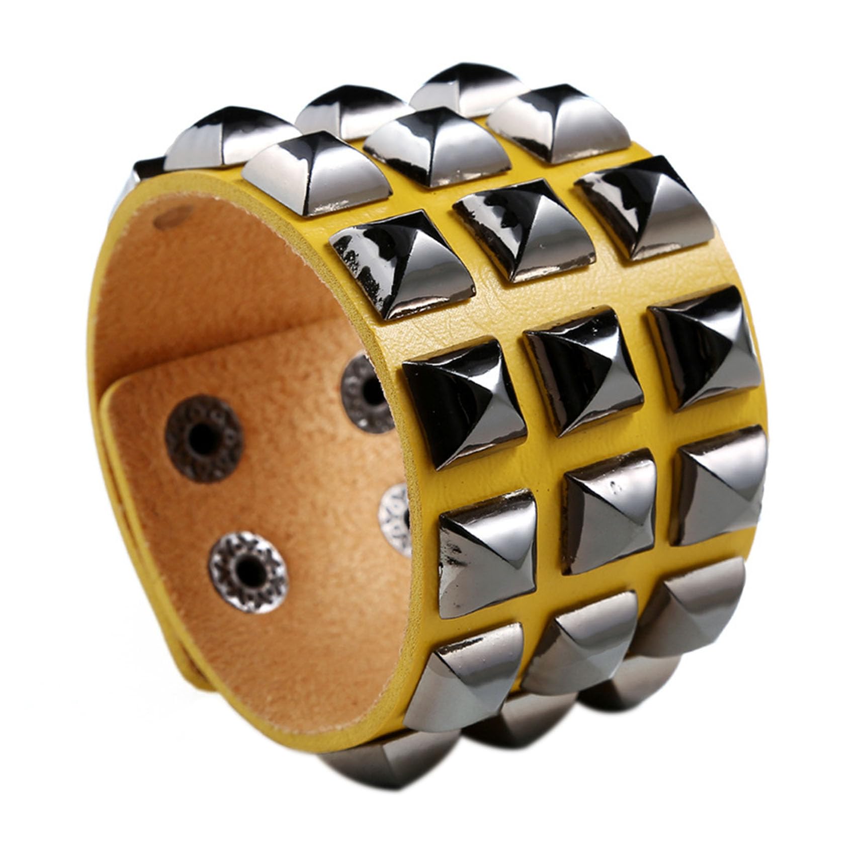Punk Rock Pyramid Rivet Studded Wristband - Wide PU Leather Arm Cuff Bracelet for Women & Men - Gothic Fashion Accessory for Concerts, Parties & Halloween Costumes