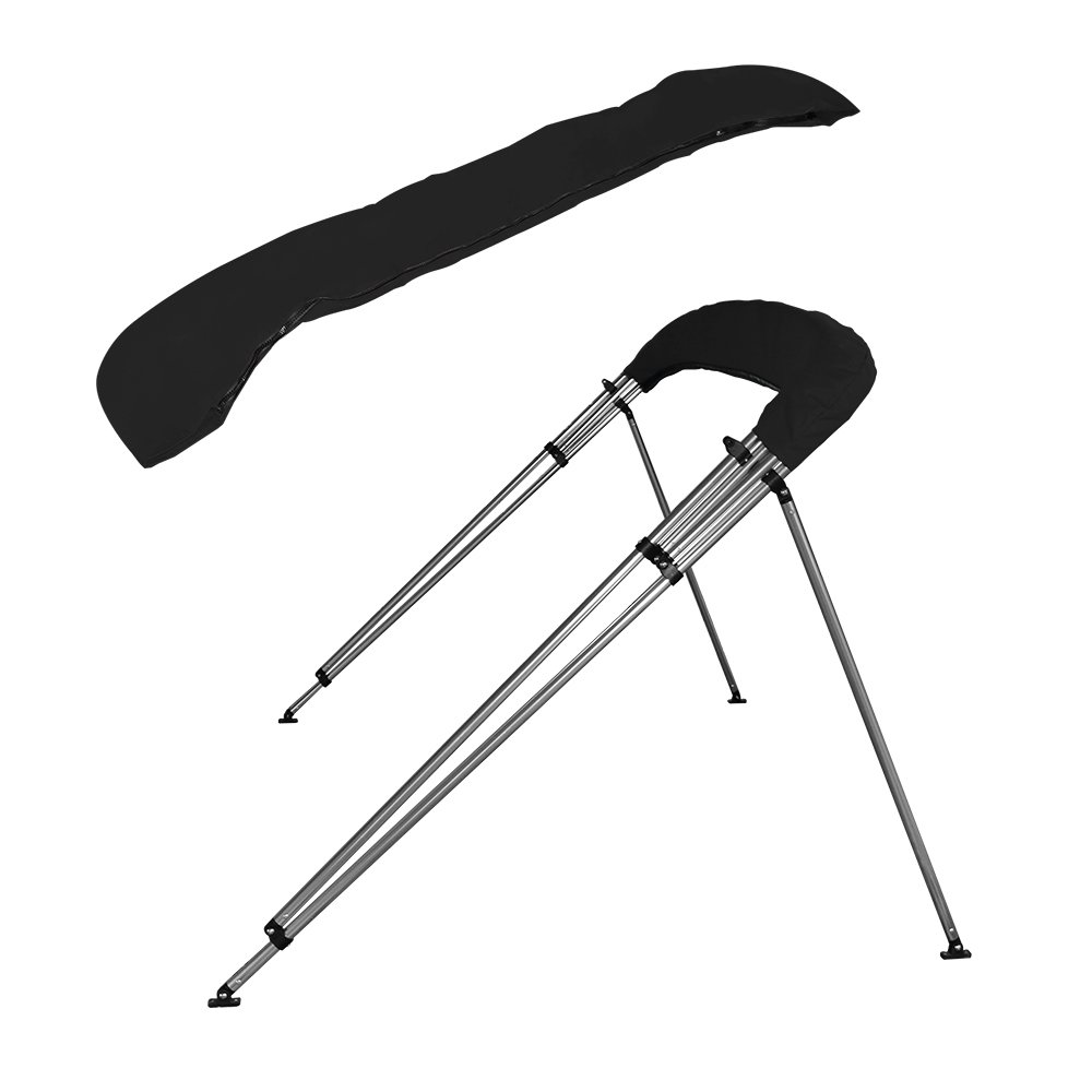 **MSC 3-Bow & 4-Bow Bimini Top Boat Cover – 600D Solution-Dyed Polyester, UV-Resistant, Includes 2 Support Poles & 4 Adjustable Straps – Perfect for Boating, Fishing, and Water Sports**