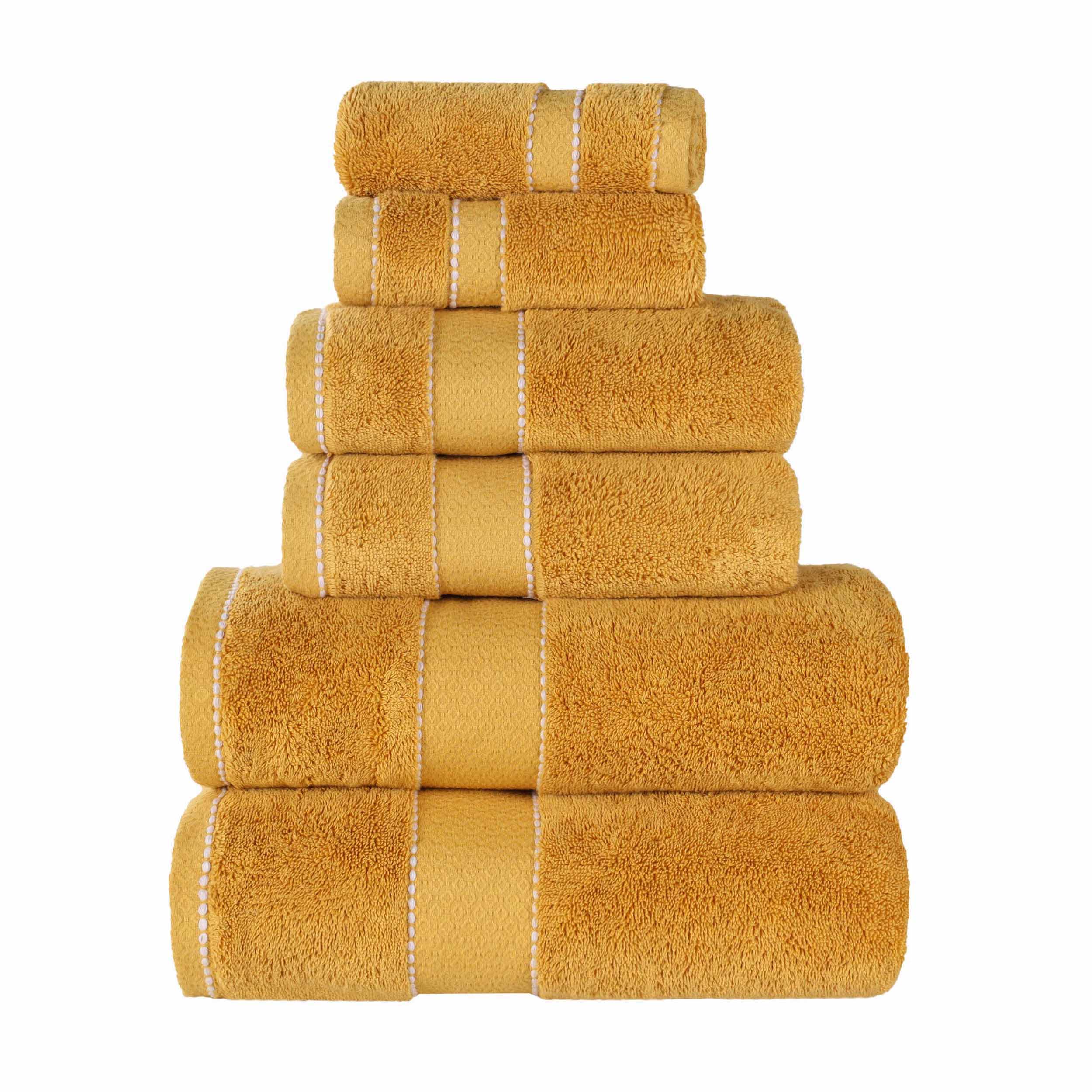 Premium 6-Piece Giza Cotton Towel Set - Ultra Absorbent & Soft Egyptian Dobby Weave - Perfect for Bath, Spa, and Luxury Home Use