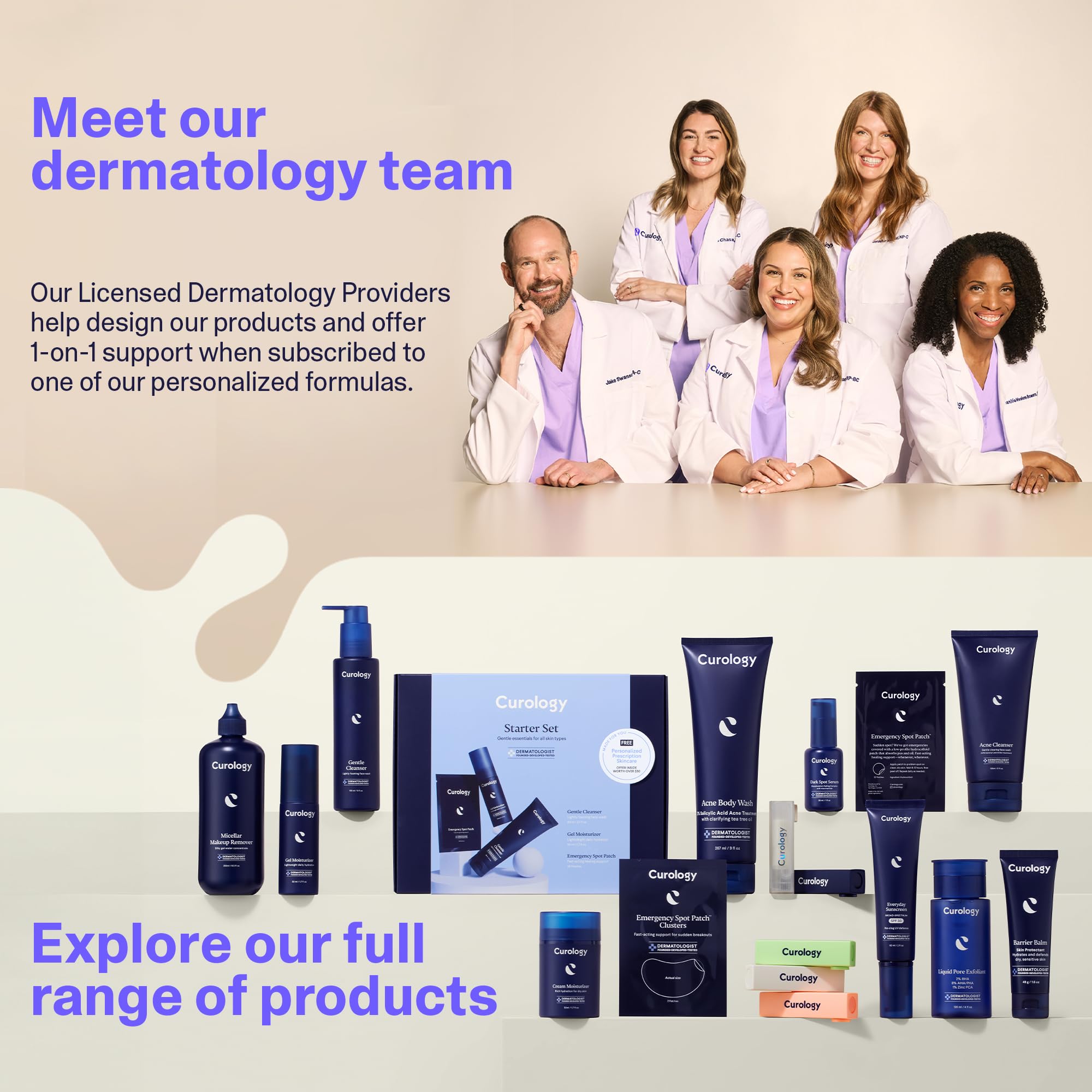 Curology Acne Treatment Kit - 40 Spot Pimple Patches & 2.5% Benzoyl Peroxide Face Wash for Clear Skin | Fragrance-Free Skincare Set for Teens & Adults | Perfect for Daily Acne Care & Emergency Breakouts