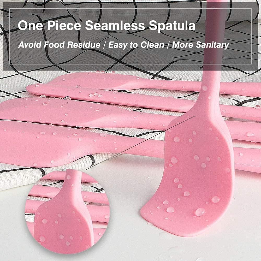Premium Silicone Spatula Set - Heat Resistant Up to 450°F, Non-Stick Baking & Cooking Utensils, Dishwasher Safe Kitchen Tools (3-Piece, Pink) - Perfect for Mixing, Flipping, Scraping Bowls & Non-Stick Cookware