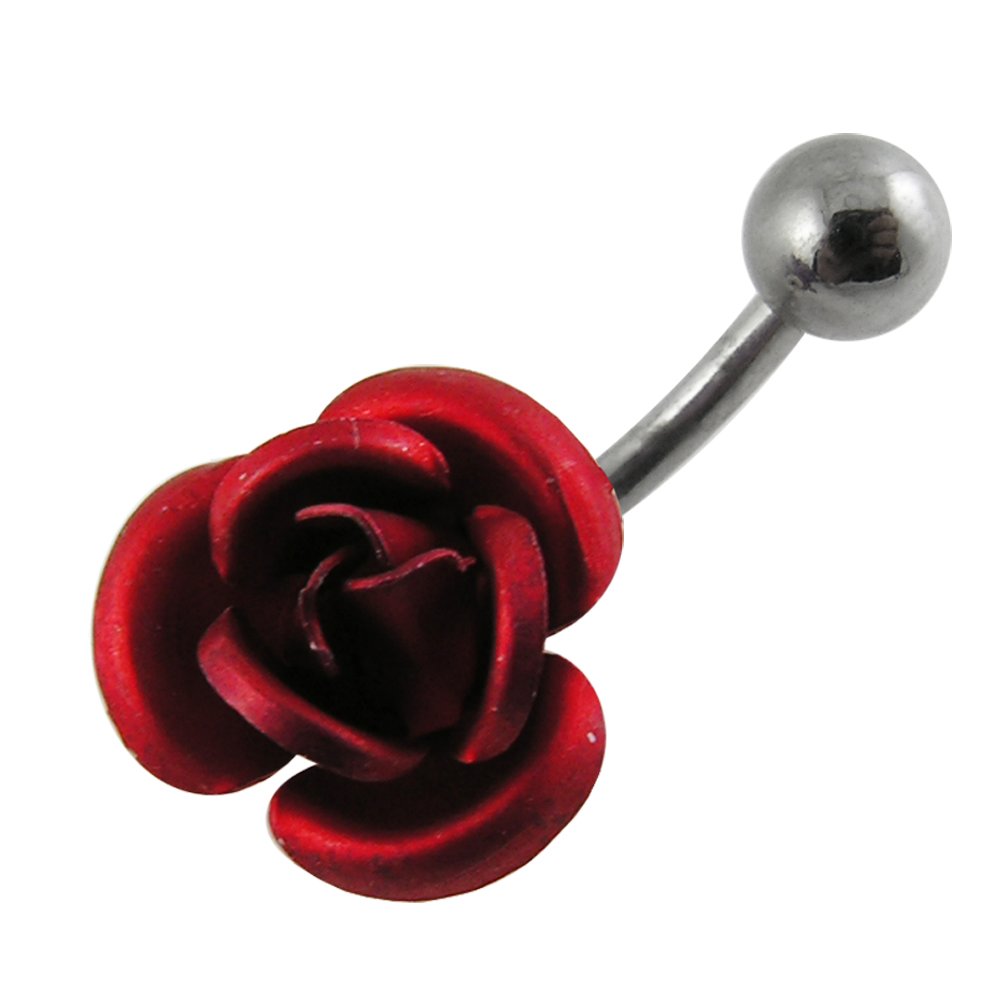 AZARIO LONDON Sterling Silver Rose Belly Ring - Elegant Metallic Navel Piercing Jewelry for Women | Perfect for Parties, Beach Wear & Body Jewelry Collection