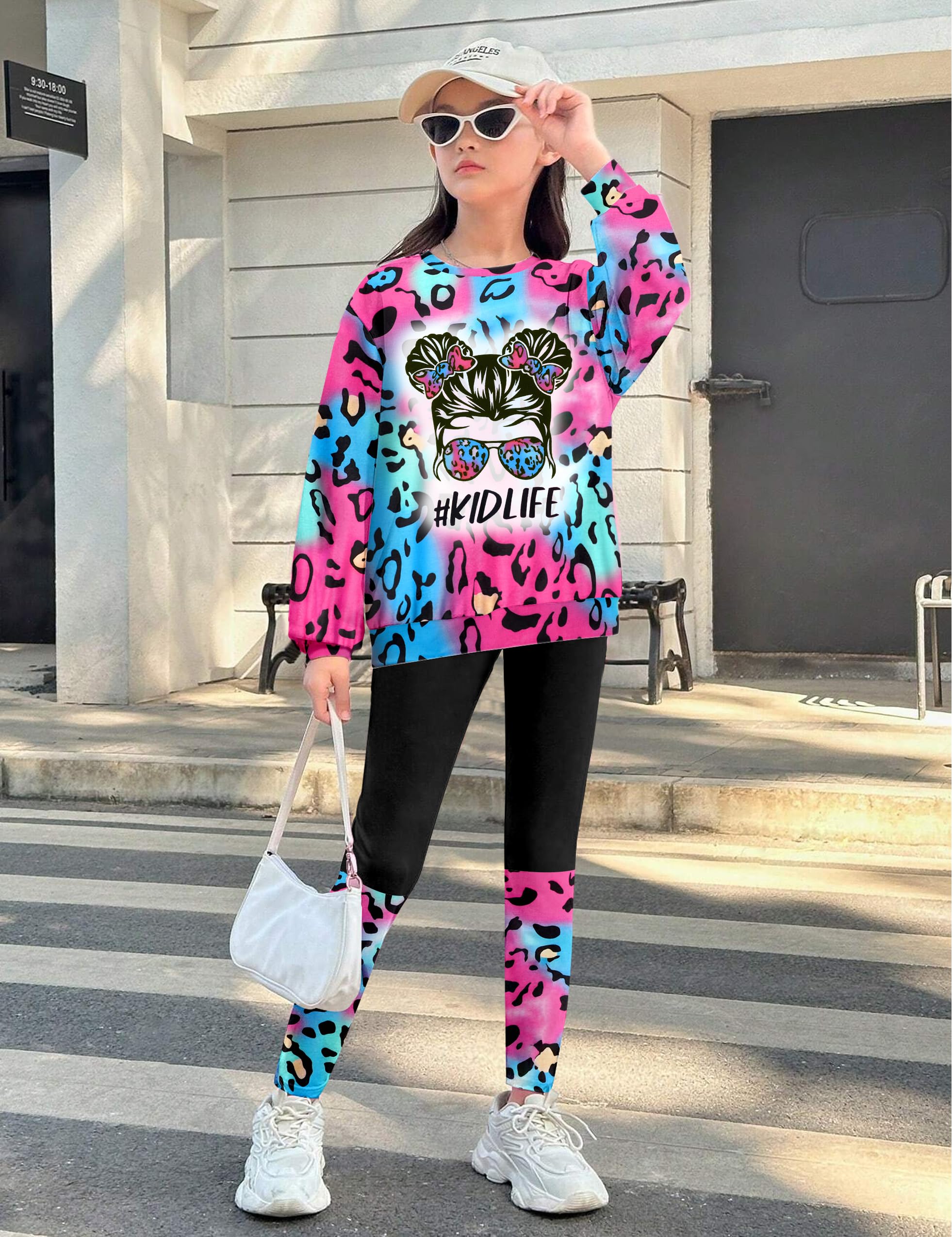 Tie Dye Sweatsuit 2-Piece Set for Toddler Girls - Cute Graphic Pullover Top & Pants Outfit for Fall & Winter | Playdate, Preschool & Holiday Wear