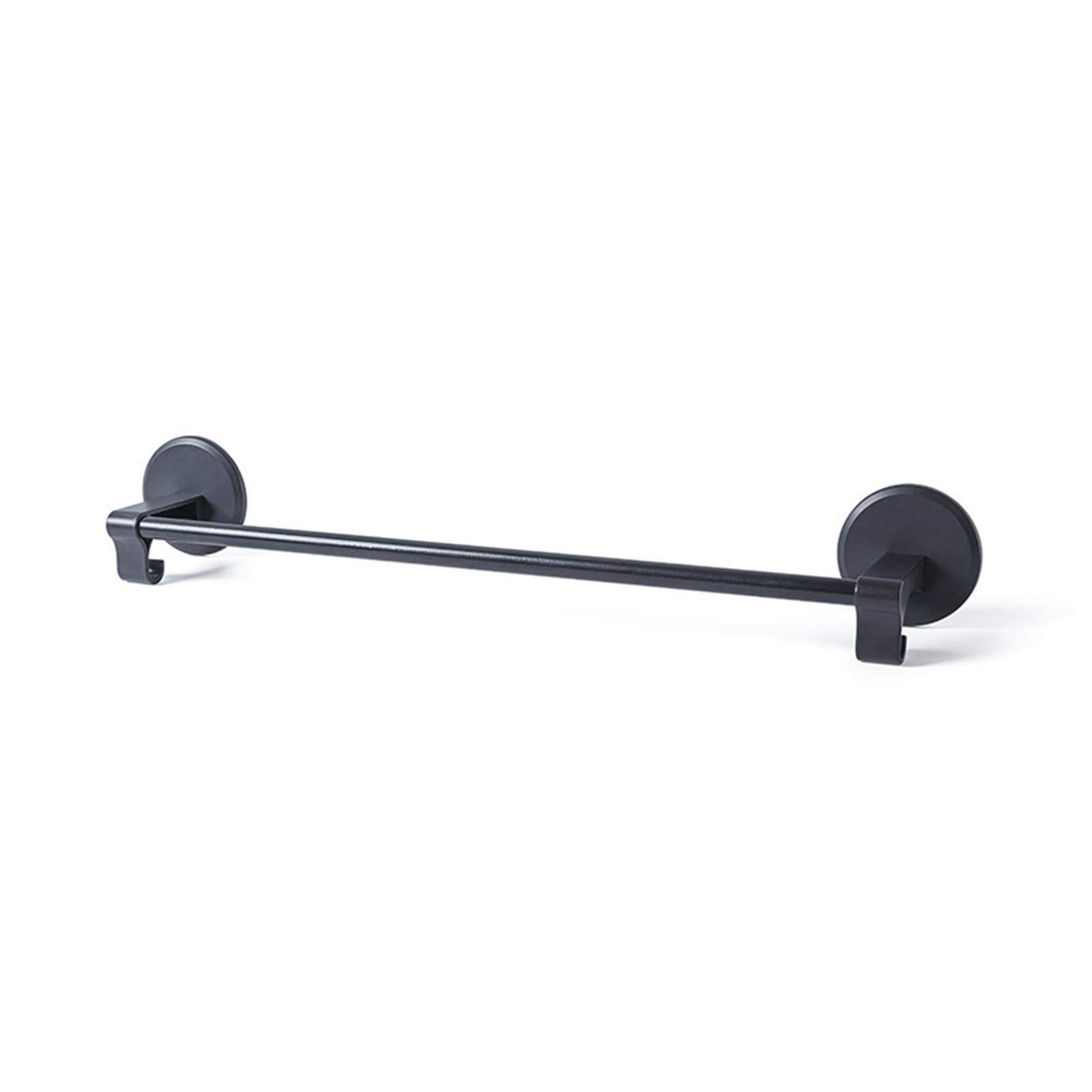 Stainless Steel Non-Marking Towel Rack - Wall Mounted Bathroom Towel Holder with Free Perforated Hooks - Space Saving Single Pole Shelf for Bath, Kitchen & Laundry Room (Black) - Perfect for Small Spaces & Modern Home Organization
