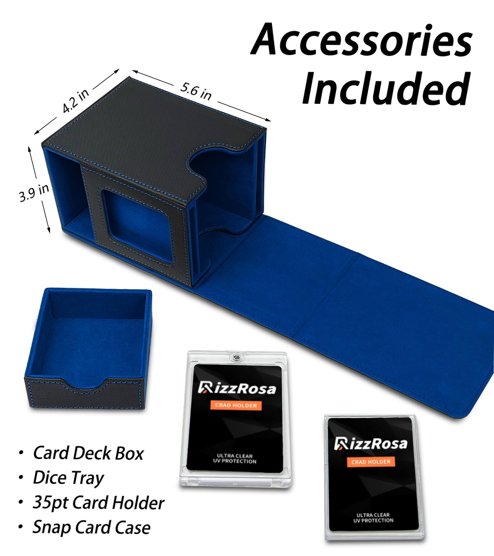 Premium MTG Commander Deck Box - Holds 100 Double-Sleeved Cards with 2 Display Stands & Built-in Dice Tray | Ultimate Storage Solution for Magic: The Gathering, TCG & CCG Cards | Perfect for Game Nights & Tournaments (Blue)