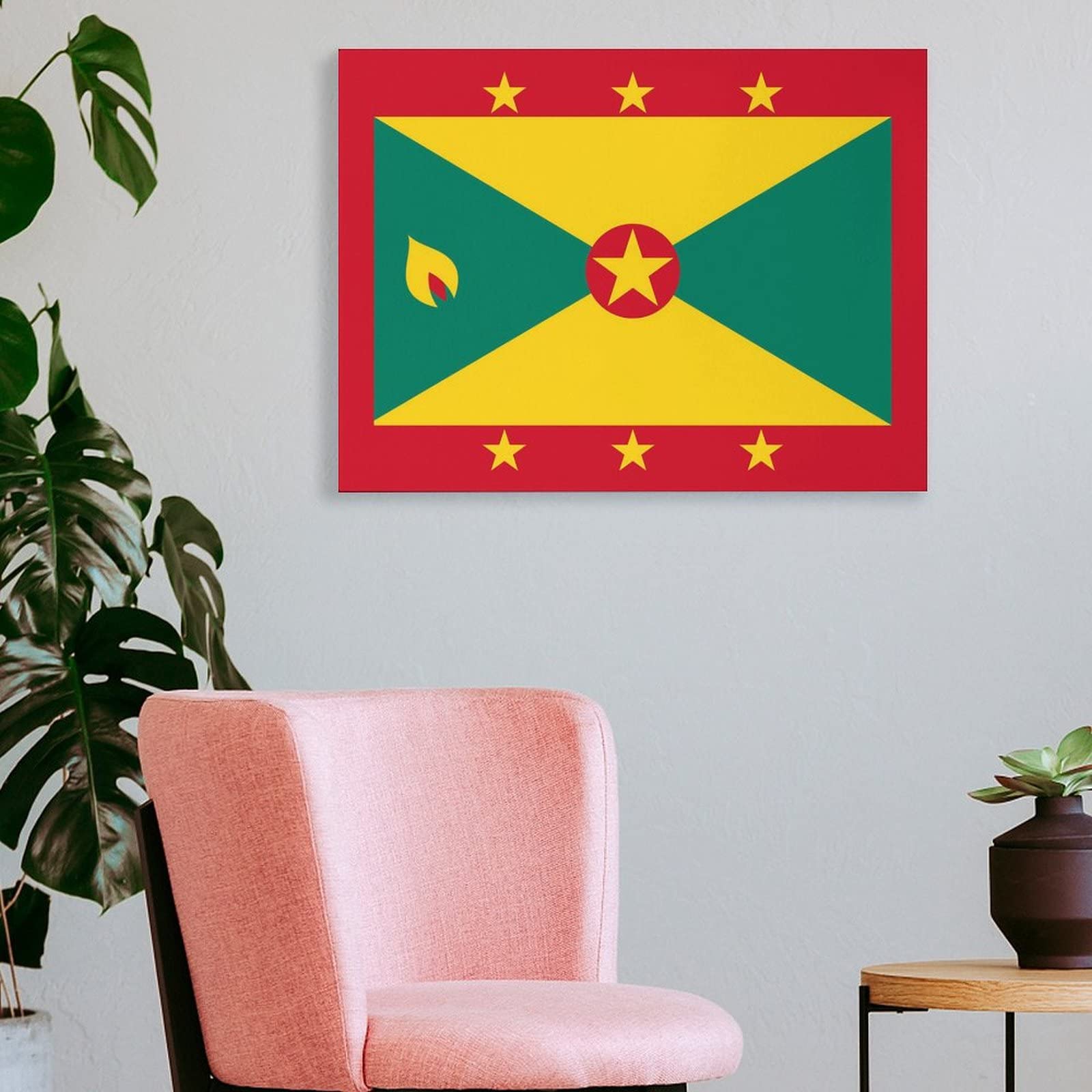 Grenada Flag Print Canvas Wall Art - Custom Bathroom Decor for Home, Living Room, Office & Restaurant | Tropical Island Themed Wall Hanging Picture