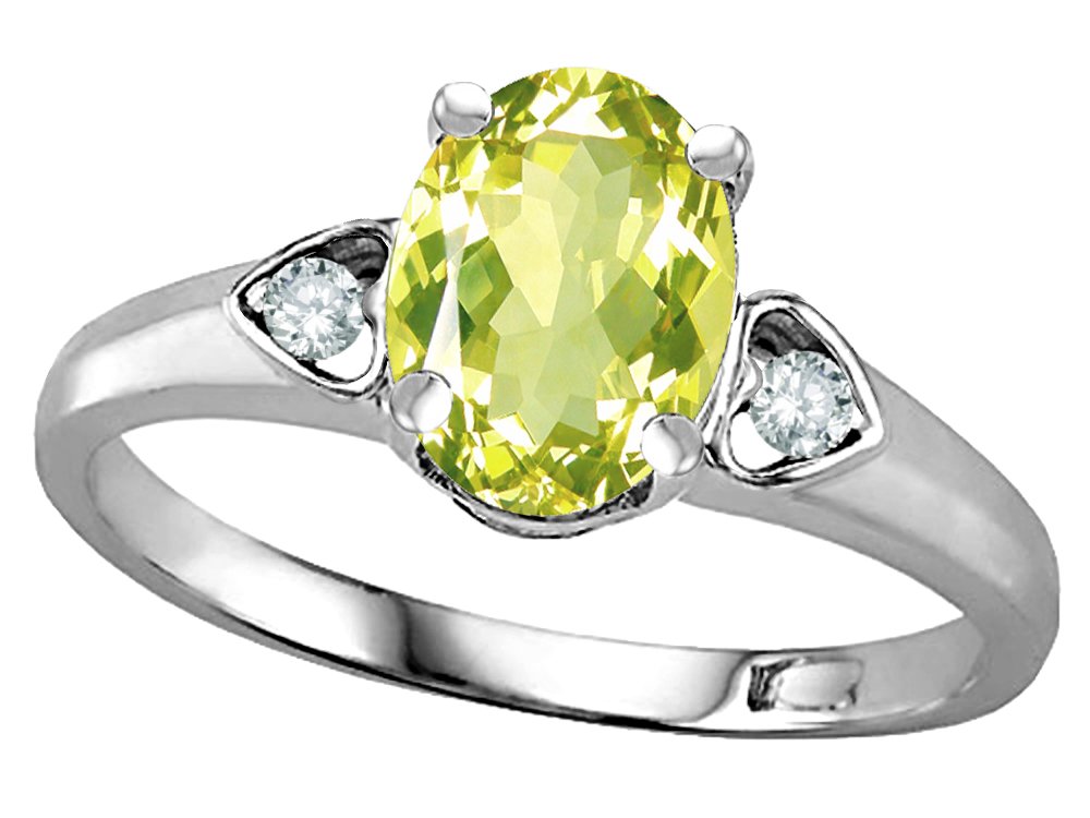 Genuine Lemon Quartz 14kt Gold Love Promise Ring for Women - Oval 8x6mm Star K Jewelry - Perfect for Anniversaries, Engagements & Romantic Gifts
