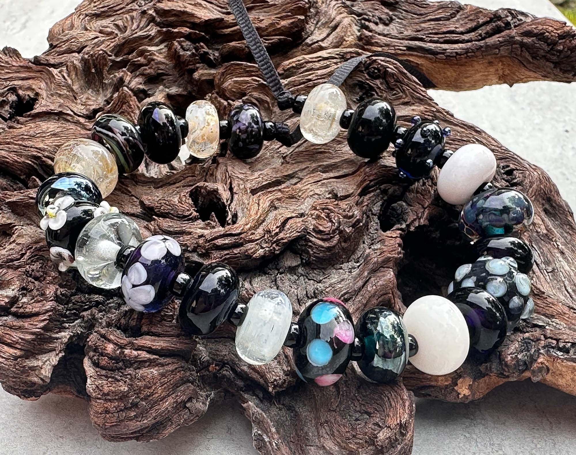 22-Piece Black Orphans Lampwork Glass Beads Set for Jewelry Making - DIY Bracelet, Necklace & Craft Projects (SRA Certified) | Perfect for Beaders, Artists & Handmade Gift Creations