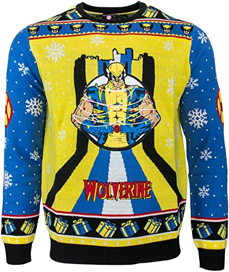Marvel Wolverine Christmas Tree Lights Ugly Sweater - XS Size | Festive Holiday Party & Cosplay Outfit