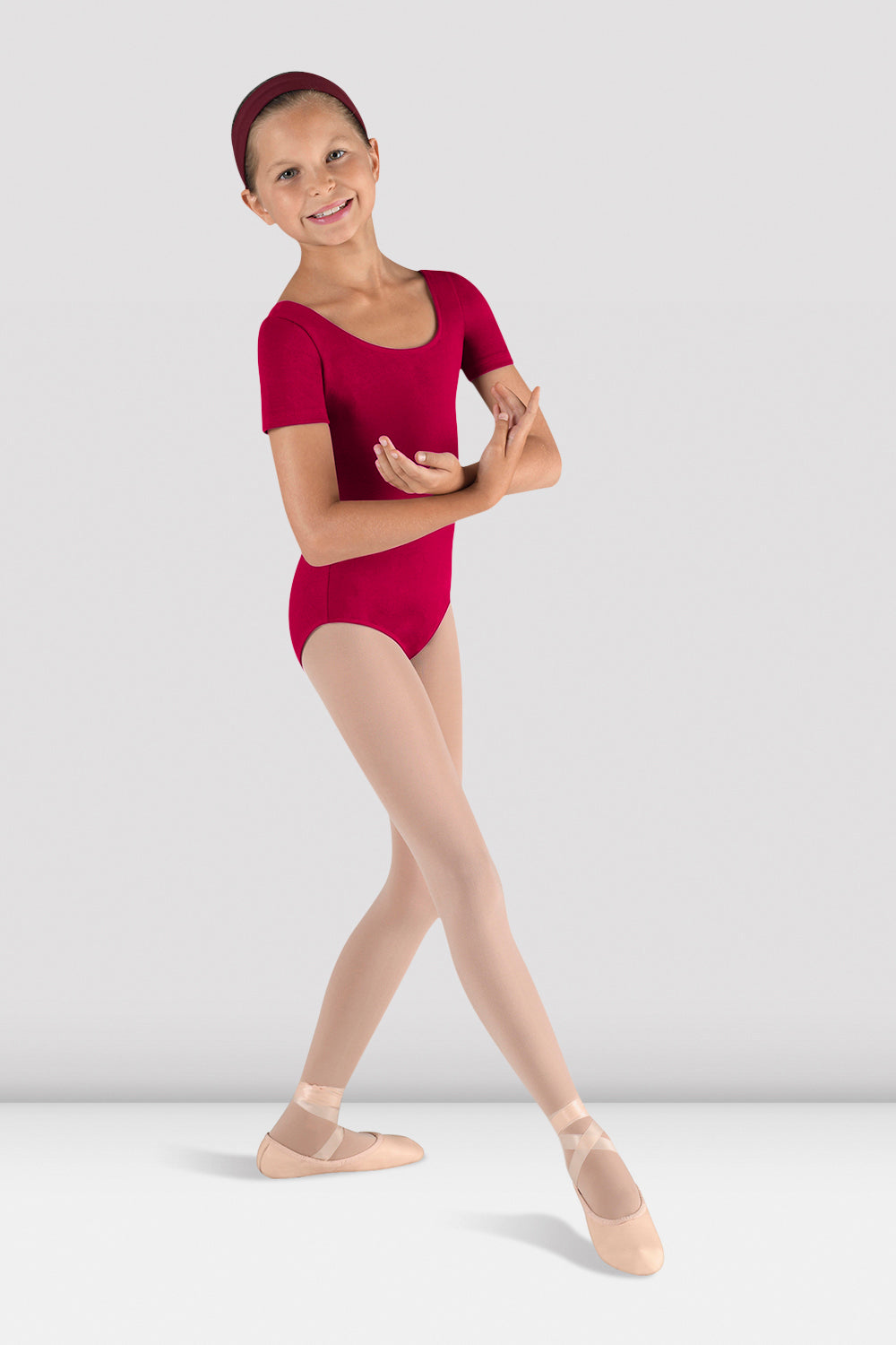 Girls Ballet Leotard Short Sleeve Round Neck Dancewear for Ballet Class & Performance - Comfortable Stretch Fabric for Young Dancers