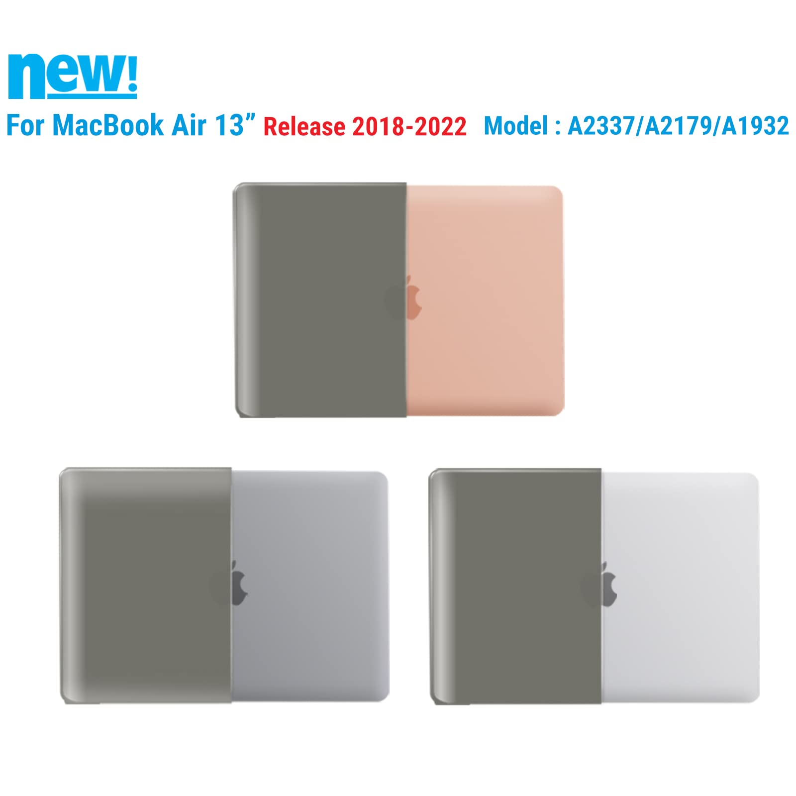 IBENZER Hard Plastic Protective Case for MacBook Air 13-inch (2020-2022 Models A1932/A2179/A2337 M1 Chip) - Lightweight Shell Cover Compatible with Retina Display & Touch ID (Gray) - Perfect for Work, Travel, and School Protection