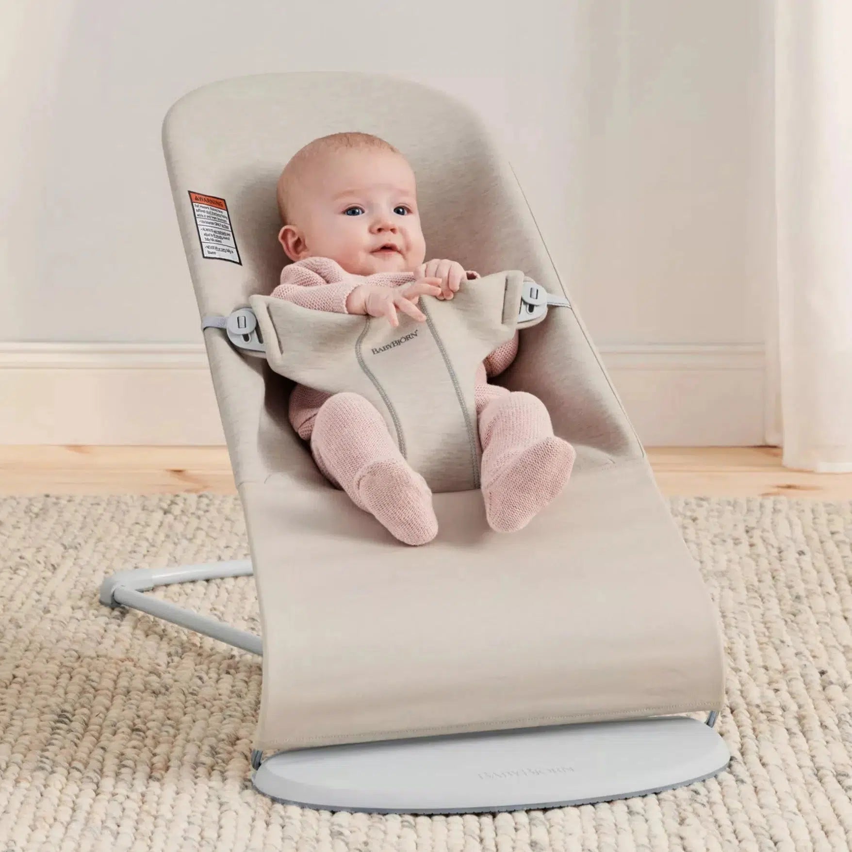Baby Bjorn Bouncer Bliss 3D Jersey - Light Beige Baby Bouncer & Rocker | Soft Jersey Fabric, Ergonomic Design for Newborns & Infants | Perfect for Nursery, Playtime & Soothing Baby to Sleep