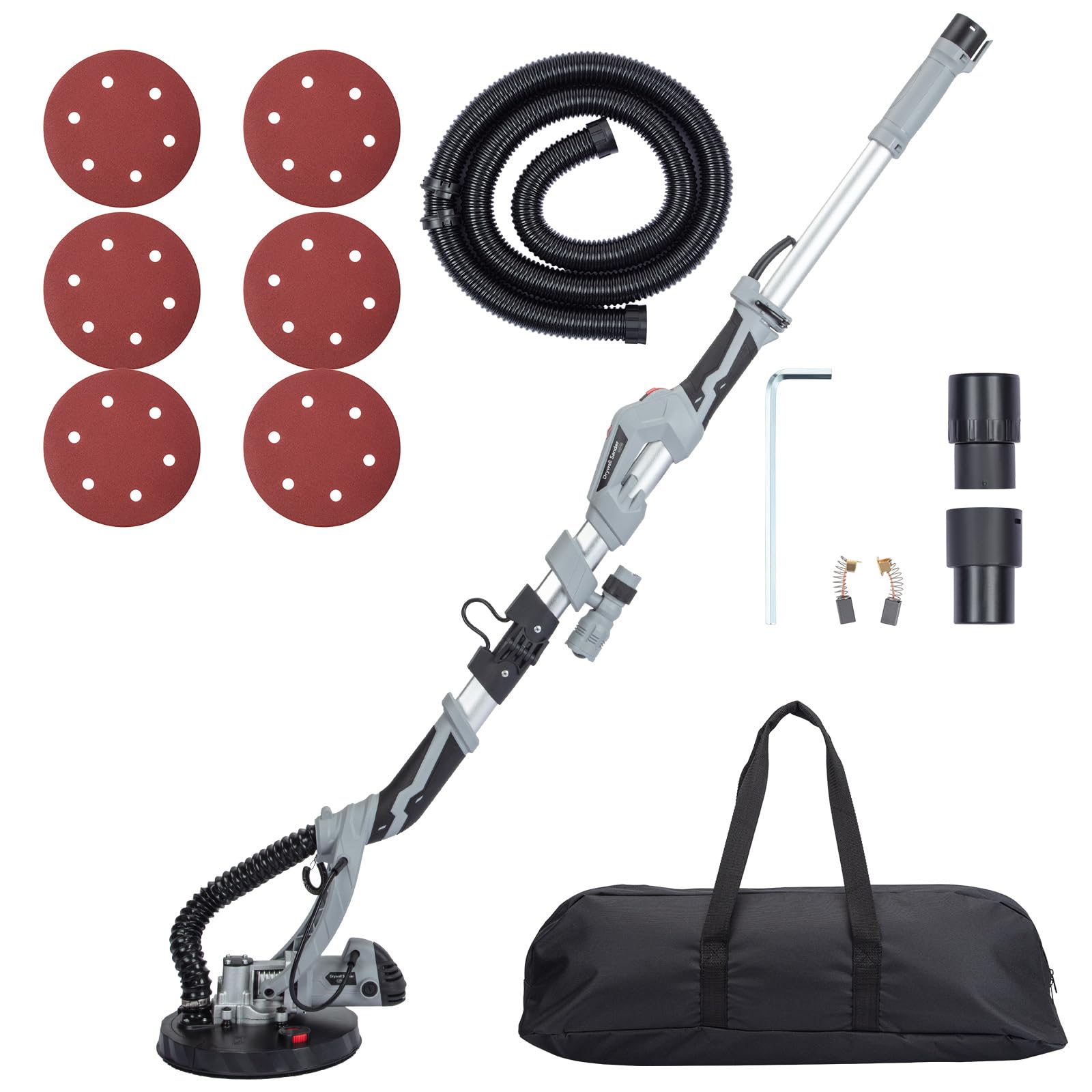 710W Electric Drywall Sander with 6 Sanding Discs - Variable Speed 800-1700 RPM, LED Light, Extendable Handle & Carrying Bag - Perfect for Home Renovation, Wall Smoothing and DIY Projects