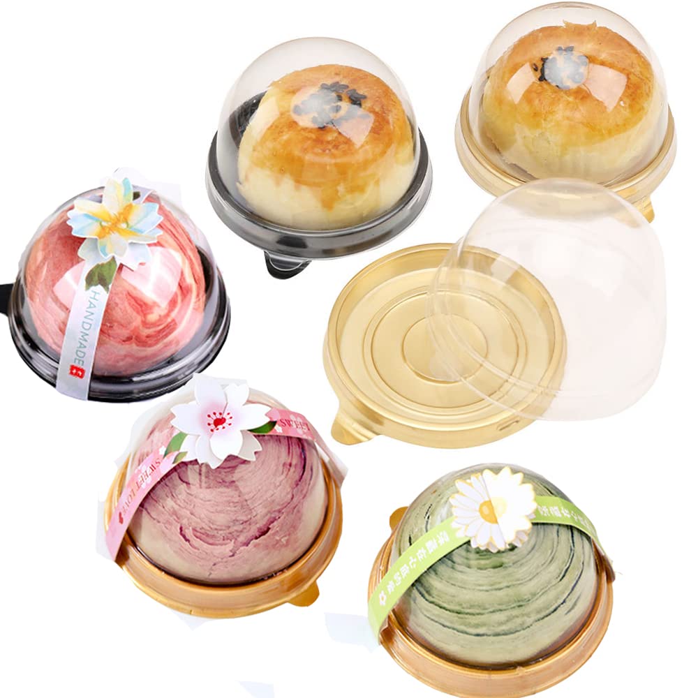 50 PCS Clear Plastic Cupcake Boxes with Lids - Mini Muffin Containers, Single Dome Dessert Holders for Ice Cream, Cheese Pastry, Mooncake & Cookies - Perfect for Wedding, Birthday, Christmas Party & Bakery Display