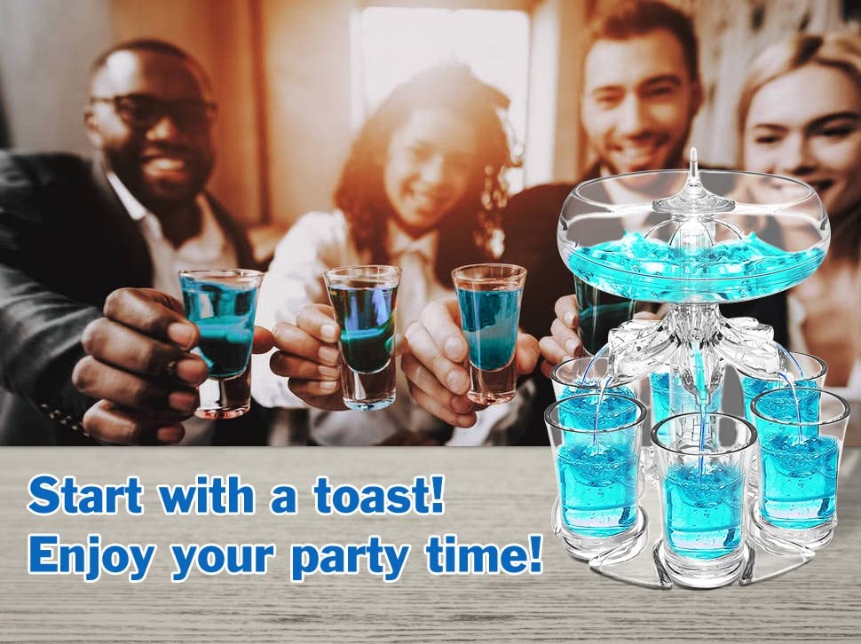 6-Piece Shot Dispenser Set with 18 LED Light Effects - Party Drink Dispenser for Cocktails, Cider & Beverages | Fun Bar Accessories & Home Gifts for Birthday Parties, Bachelor/Bachelorette Events & Game Nights