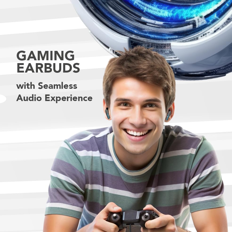 MyJoy Cool Wireless Gaming Earbuds with Active Noise Cancelling - Bluetooth 5.0 Headphones for Mobile Gaming, Workouts & Travel - Black | Perfect for Gamers, Commuters & Fitness Enthusiasts