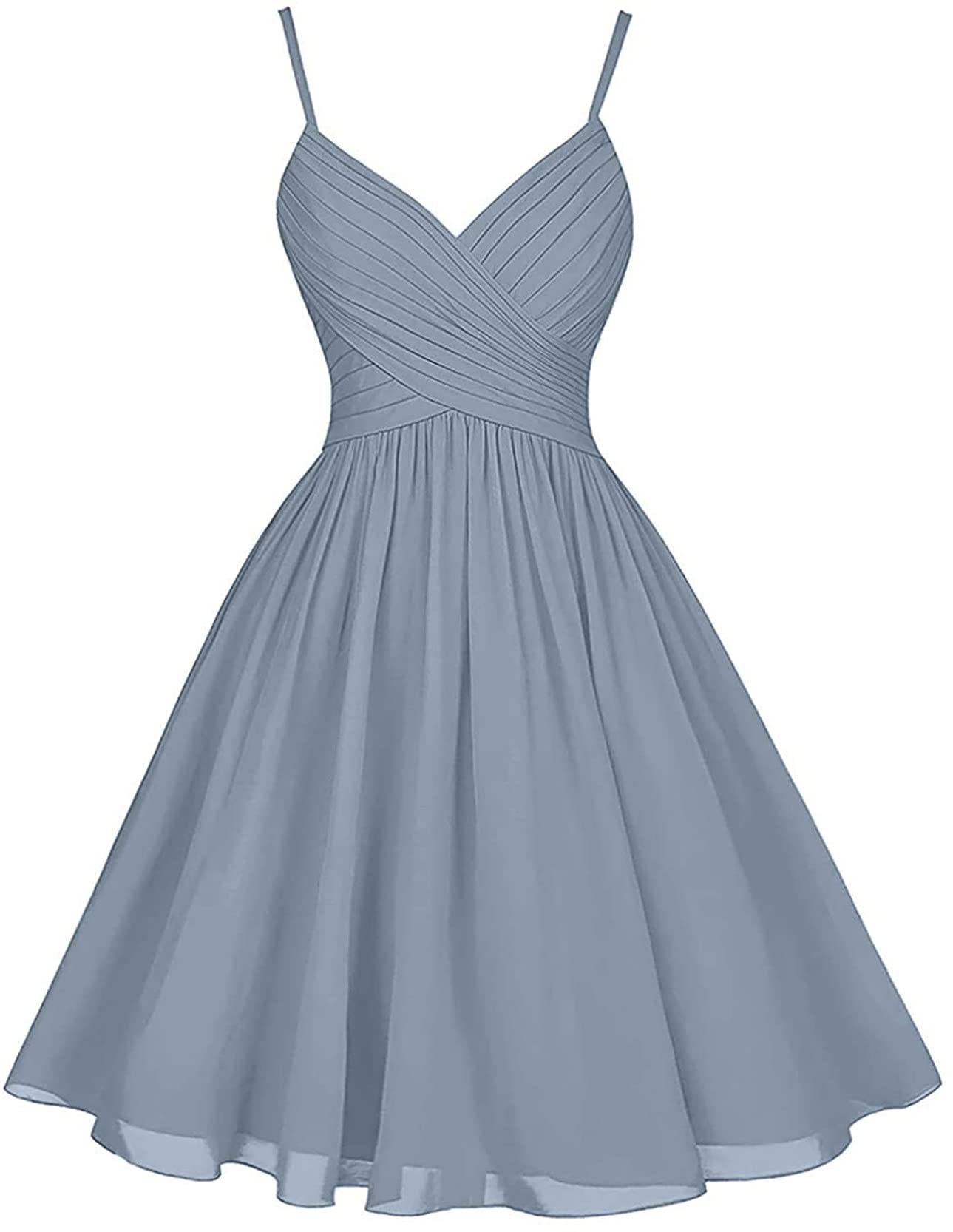 Elegant V-Neck Chiffon Homecoming Dress for Women - Spaghetti Strap Formal Maxi Gown with Pockets | Perfect for Wedding Guest, Prom Night & Special Occasions