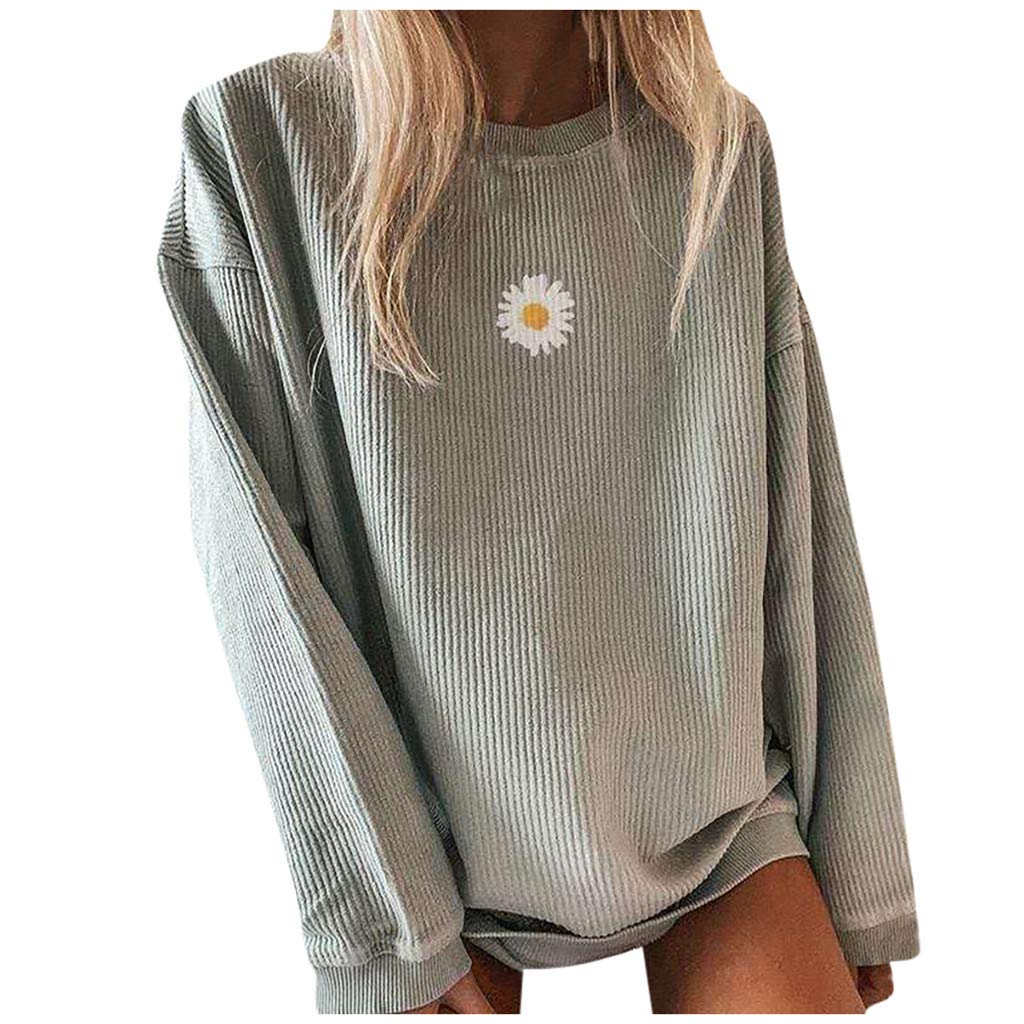 Floral Print Long Sleeve Casual Pullover Sweater for Women - Loose Fit Fashion Top for Everyday Wear, Office & Date Night Outfits