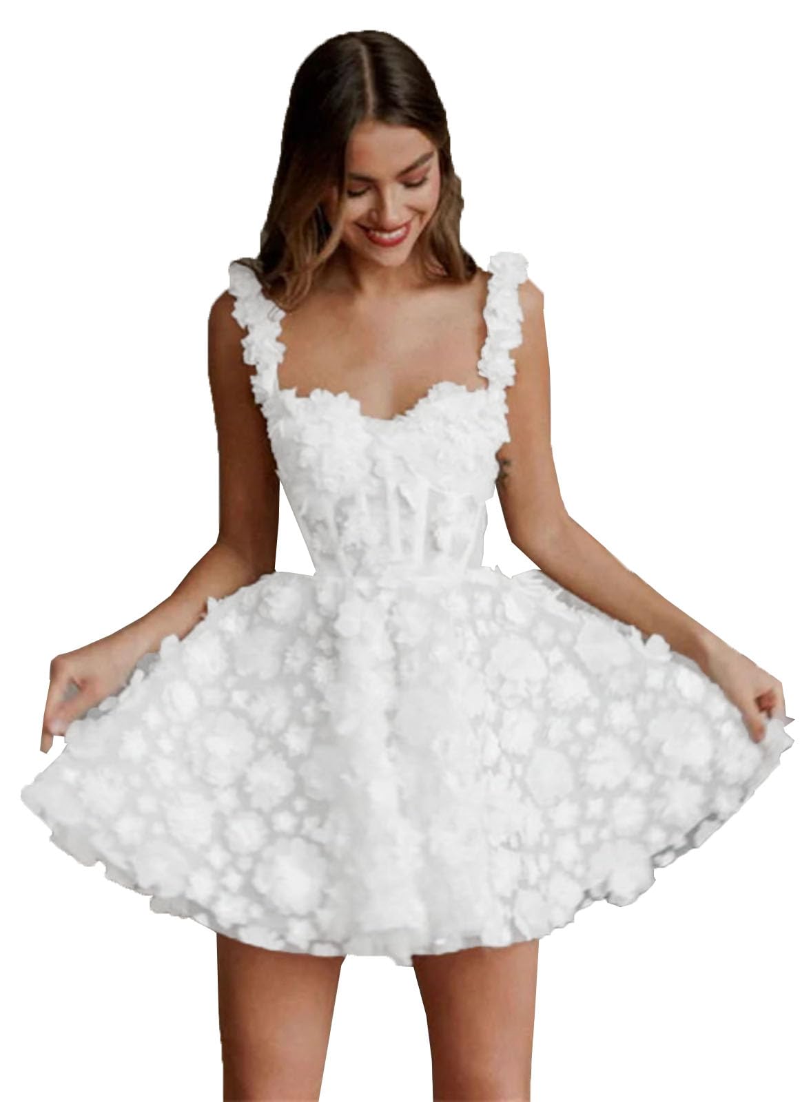 Elegant Women's Mini Prom Dresses with Floral Lace Embroidery - Short Evening Dress for Wedding, Party & Special Occasions