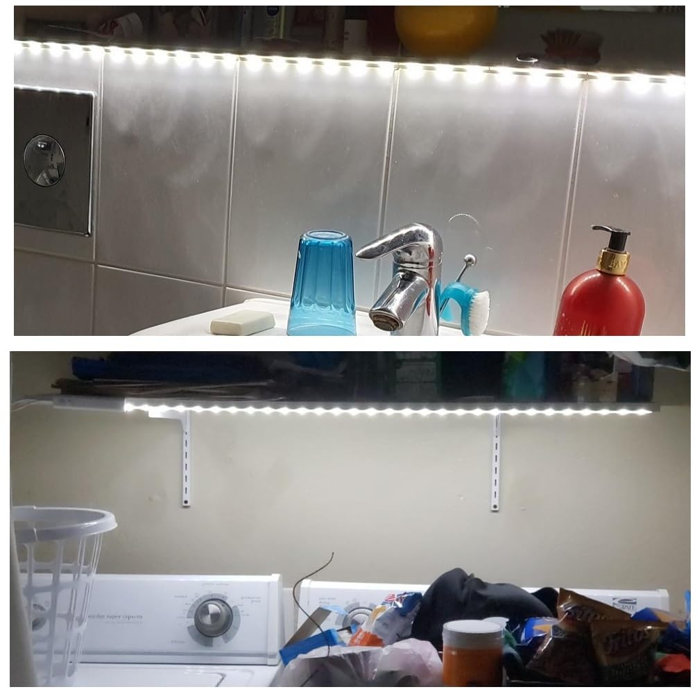 Motion Sensor LED Strip Lights - Battery Powered Closet Lighting with Dual Mode (Auto/Manual) - Under Cabinet, Stairs, Bed, Mirror - No Wiring Needed - White - Perfect for Dark Closets, Kitchens & Nighttime Safety