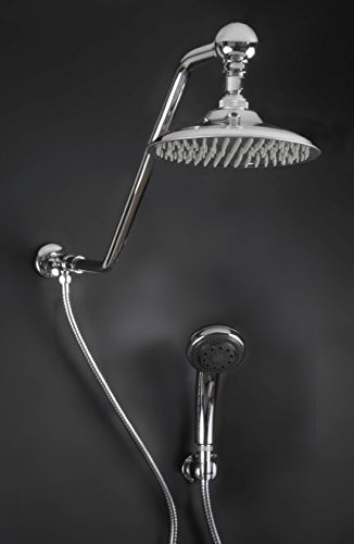 Atlantis 6-Chrome Rain Shower Head with Handheld Combo - High Pressure Luxury Bathroom Shower System for Spa-Like Relaxation & Easy Cleaning
