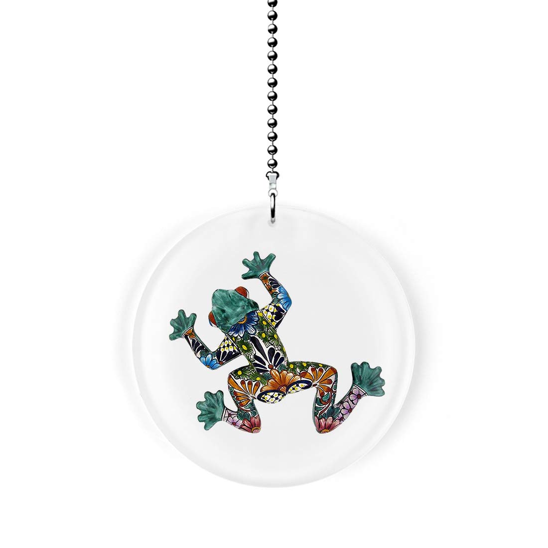 Hand-Painted Mexican Talavera Frog Ceiling Fan Pull Chain - Colorful Ceramic Light Switch Decor for Kitchen, Bathroom & Outdoor Spaces
