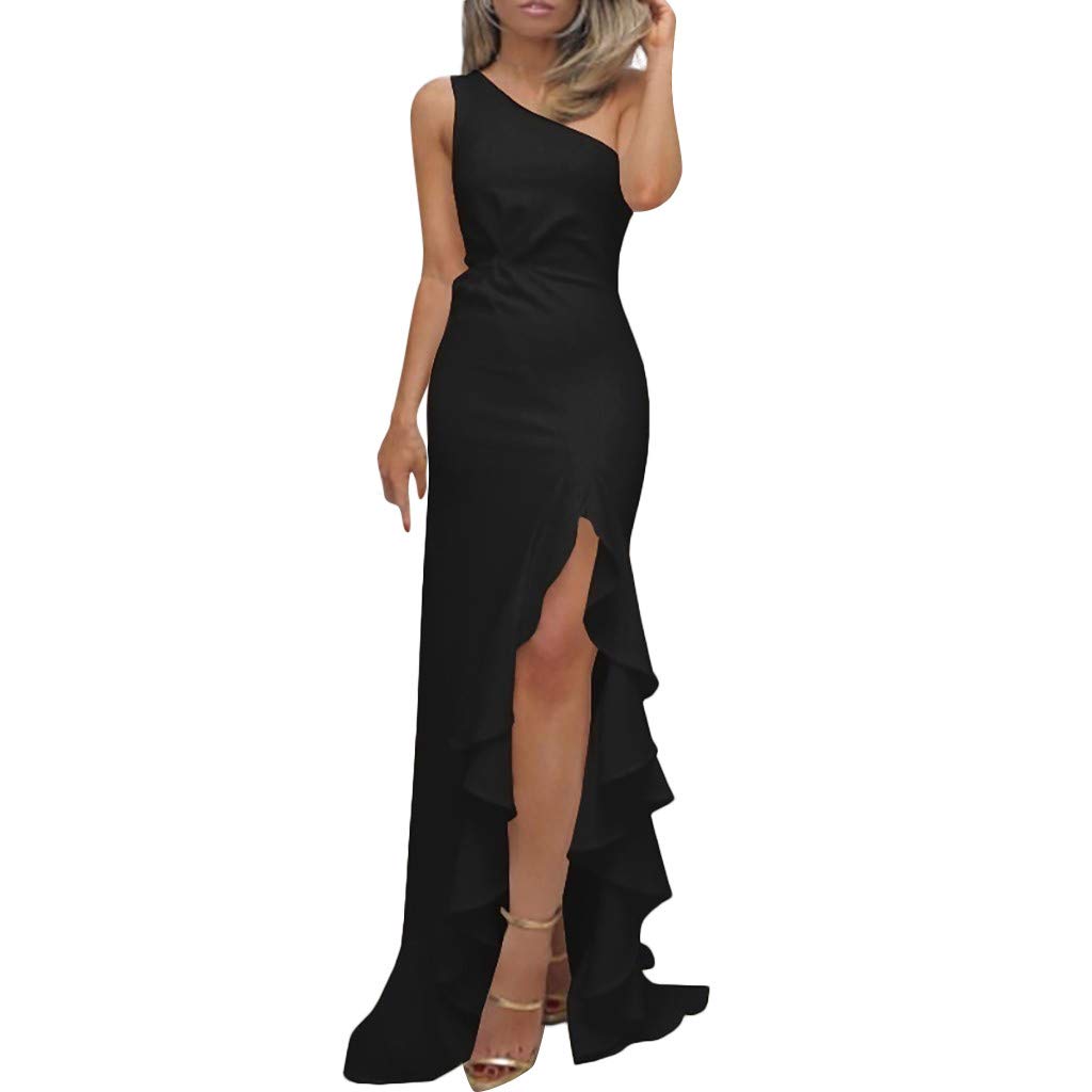 Elegant One Shoulder Bridesmaid Dress for Women - Sexy Ruched Ruffle Formal Gown for Wedding, Evening Party & Special Occasions | Perfect for Prom, Cocktail Events & Black Tie Gatherings